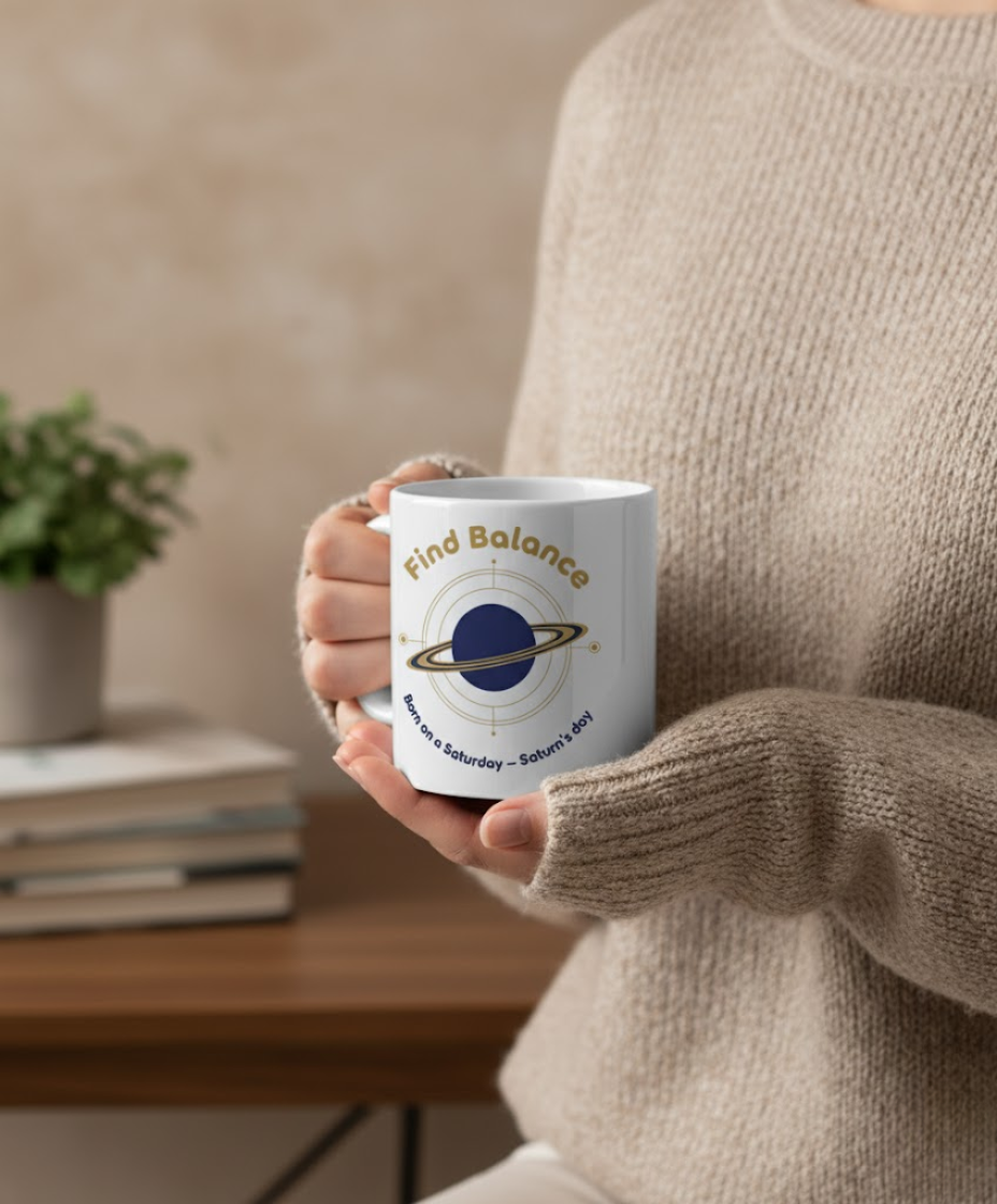 Saturday White glossy mug