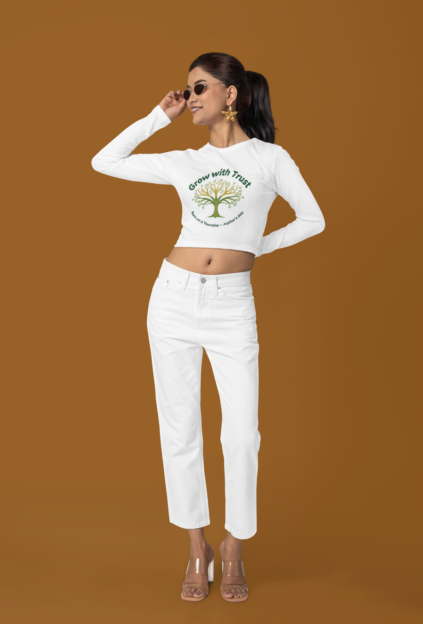 Recycled long-sleeve crop top
