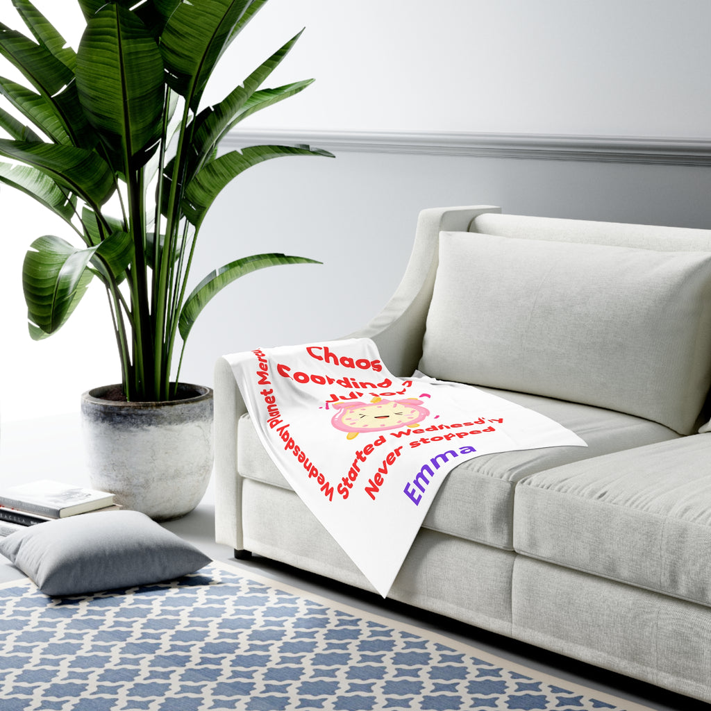 Personalized Baby Swaddle Blanket - Born on Wednesday - Chaos Coordinator Junior