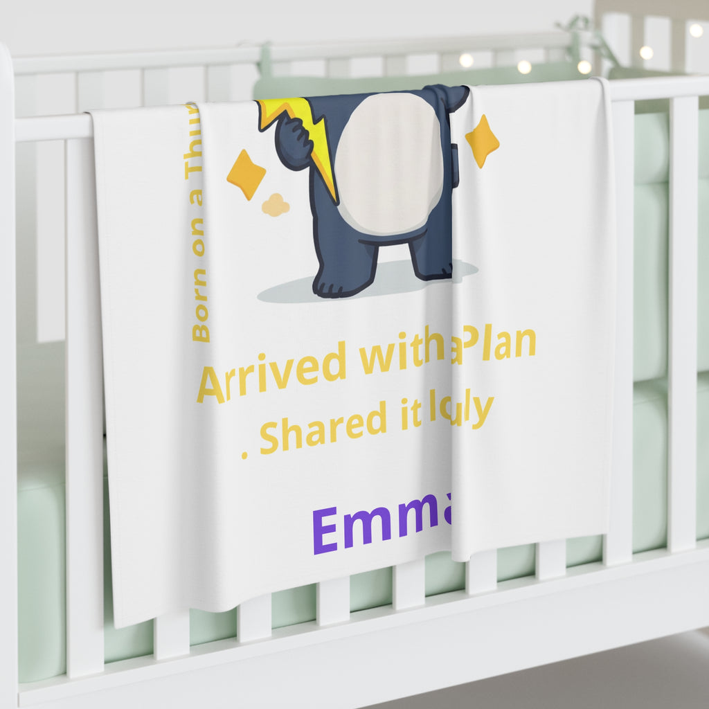 Personalized Baby Swaddle Blanket - Born on Thursday - Little Thunder