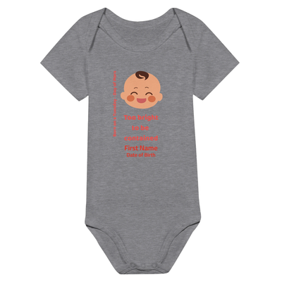 Personalized Baby Bodysuit - Born on Tuesday - Too Bright to Be Contained
