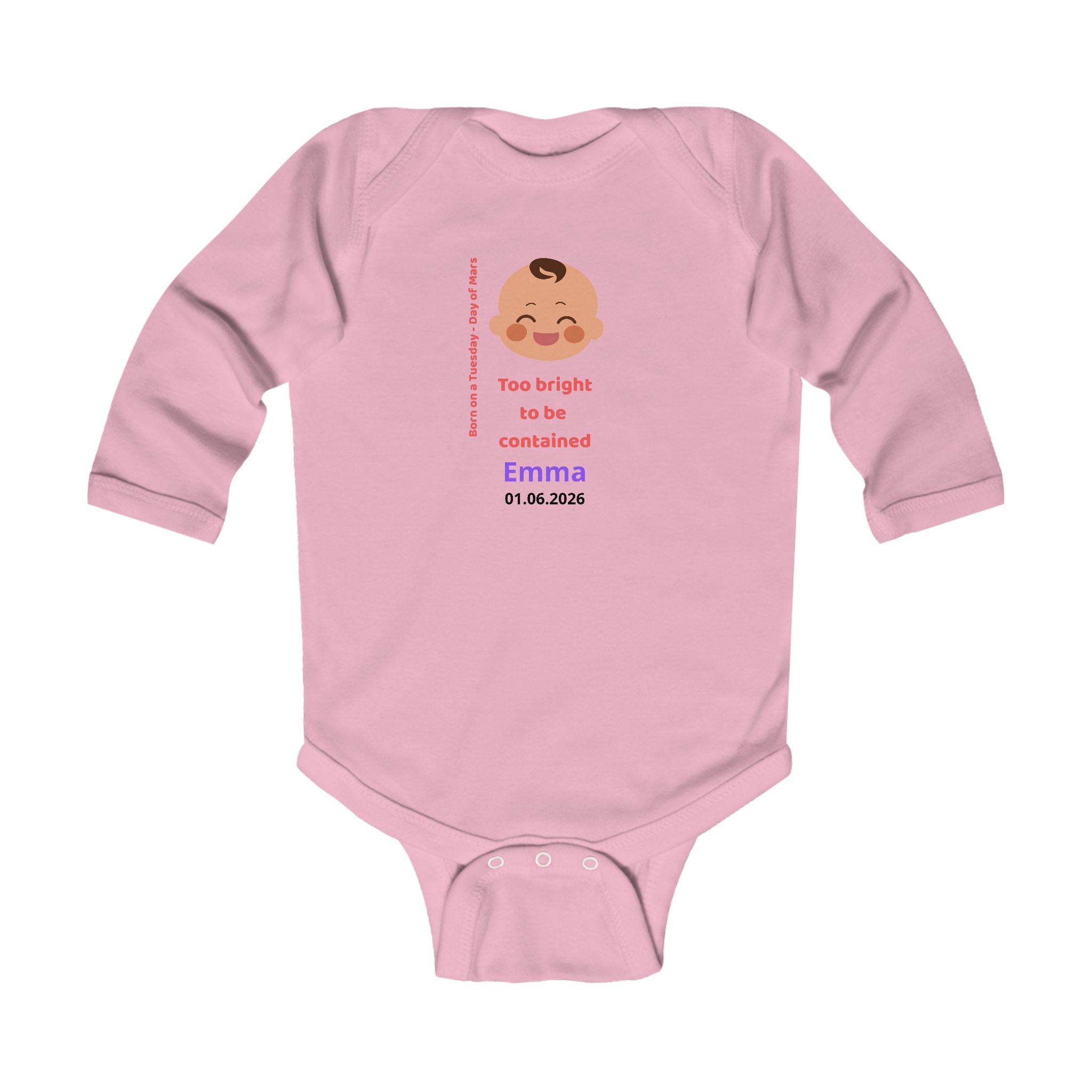 Personalized Baby Pajama - Born on Tuesday - Too Bright to Be Contained