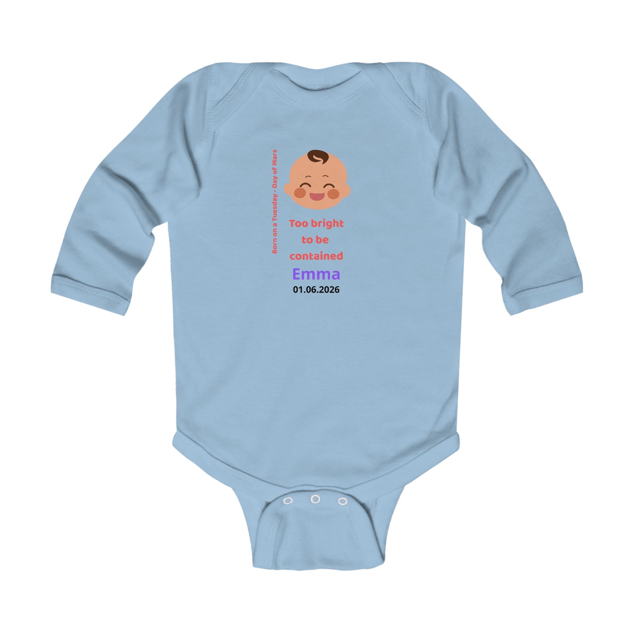 Personalized Baby Pajama - Born on Tuesday - Too Bright to Be Contained
