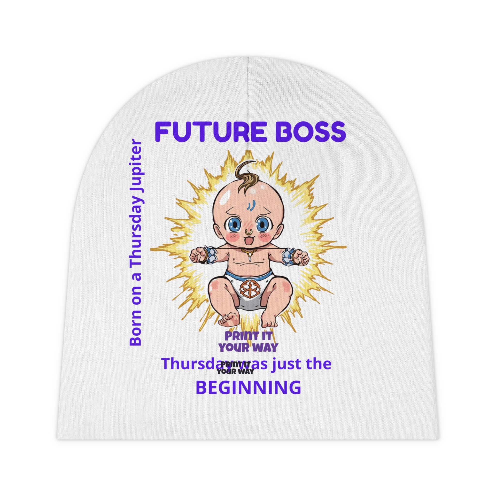 Personalized Baby Beanie - Born on Thursday - Future BOSS