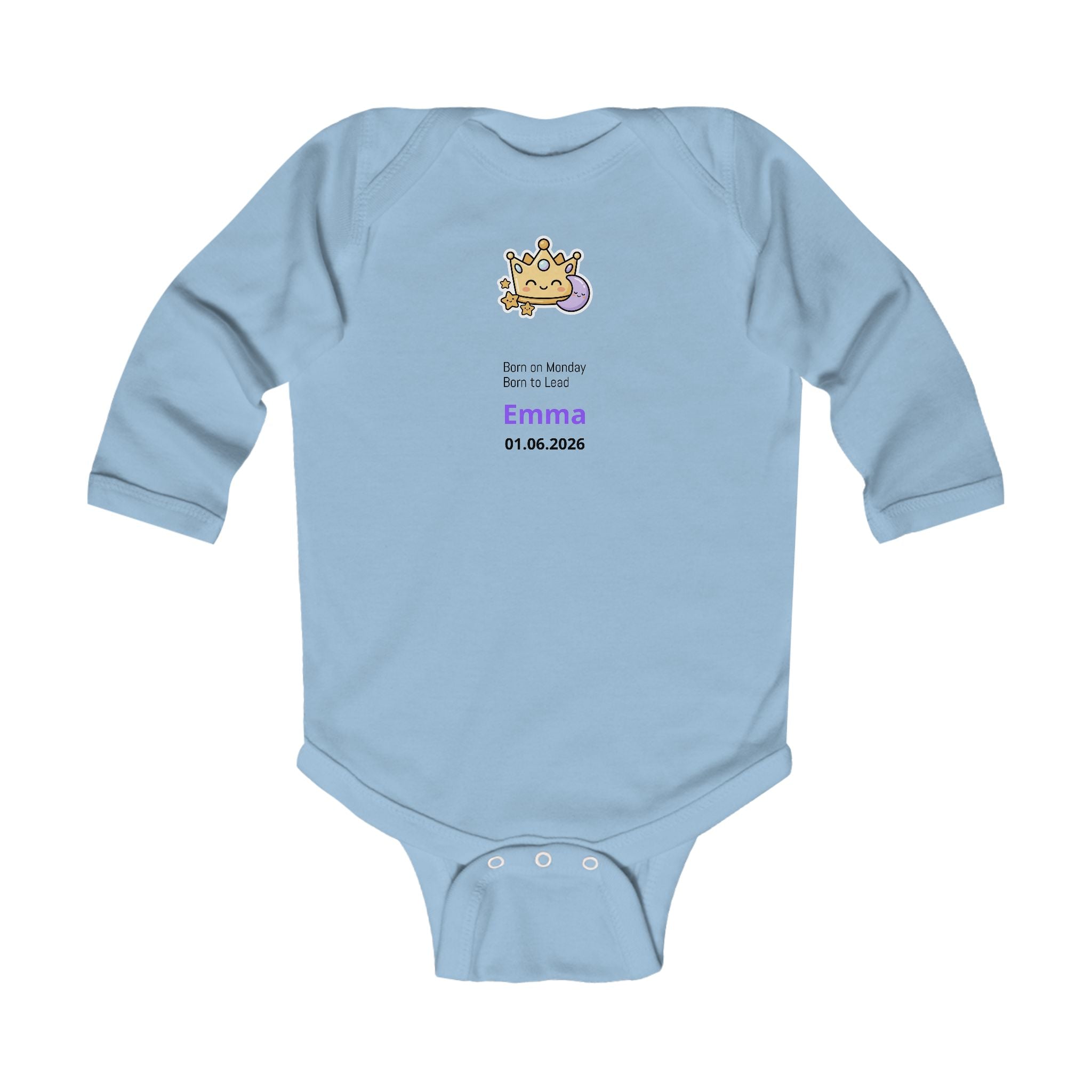 Personalized Baby Pajama - Born on Monday - Born to Lead