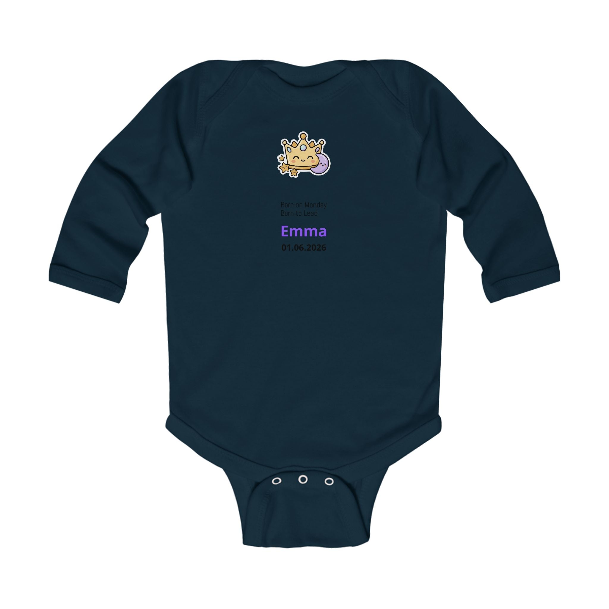 Personalized Baby Pajama - Born on Monday - Born to Lead