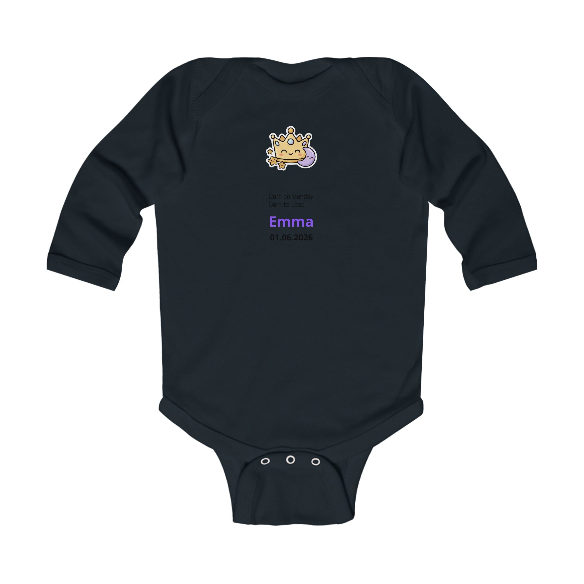 Personalized Baby Pajama - Born on Monday - Born to Lead
