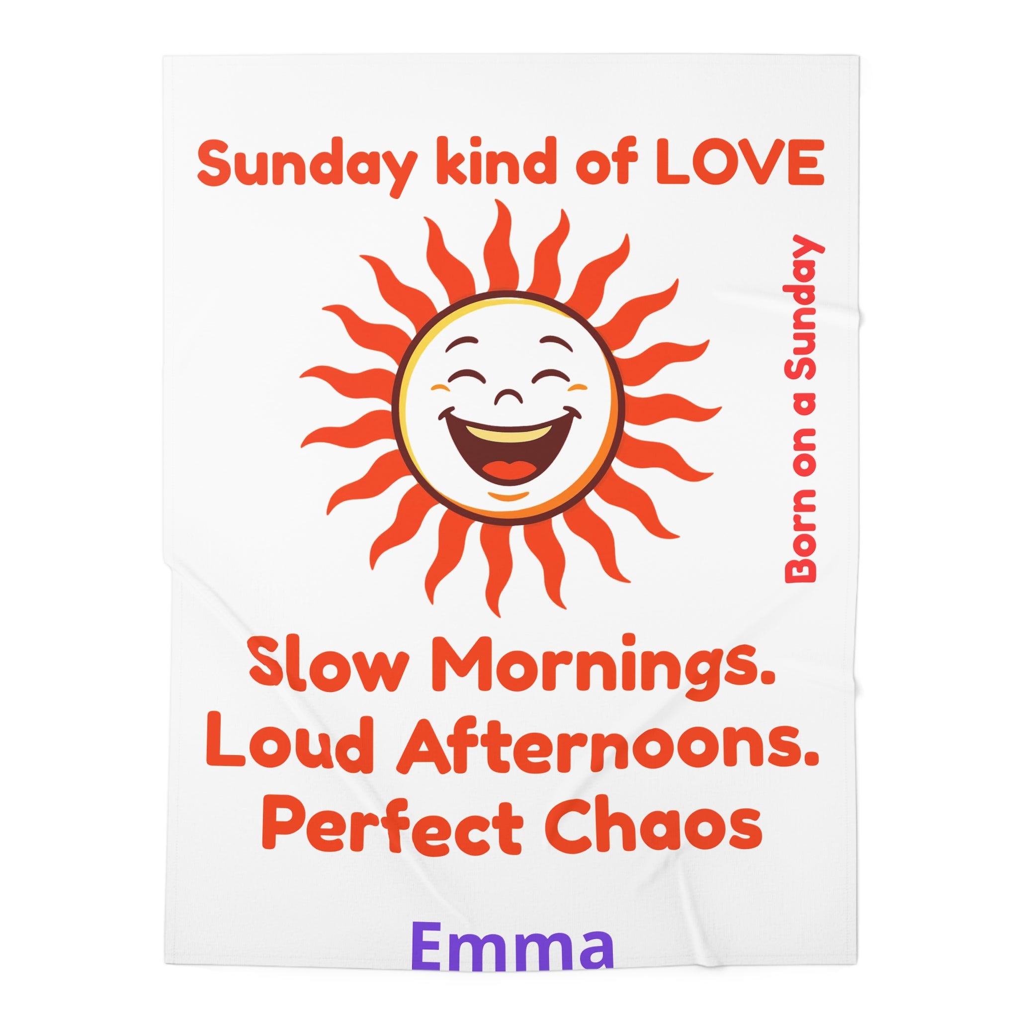 Personalized Baby Swaddle Blanket - Born on Sunday - Perfect Chaos