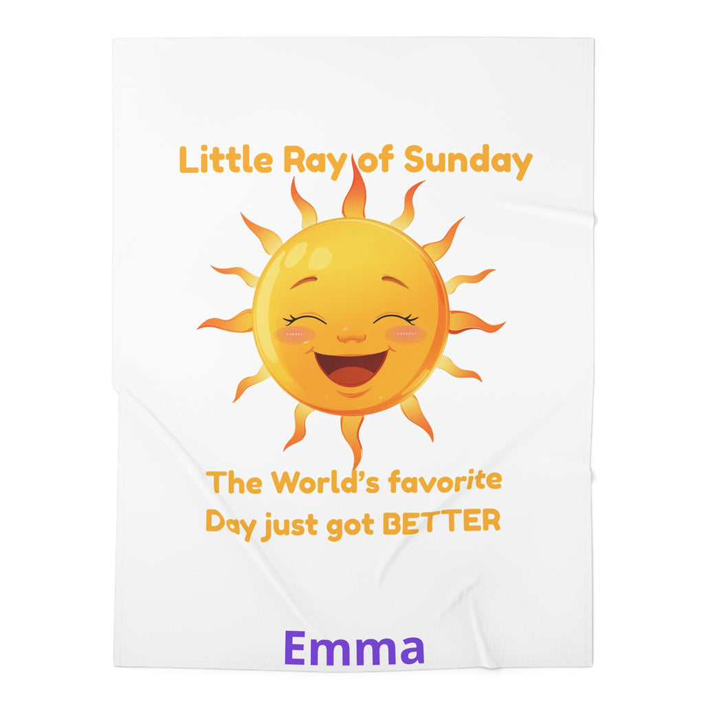Personalized Baby Swaddle Blanket - Born on Sunday - Little Ray of Sunday