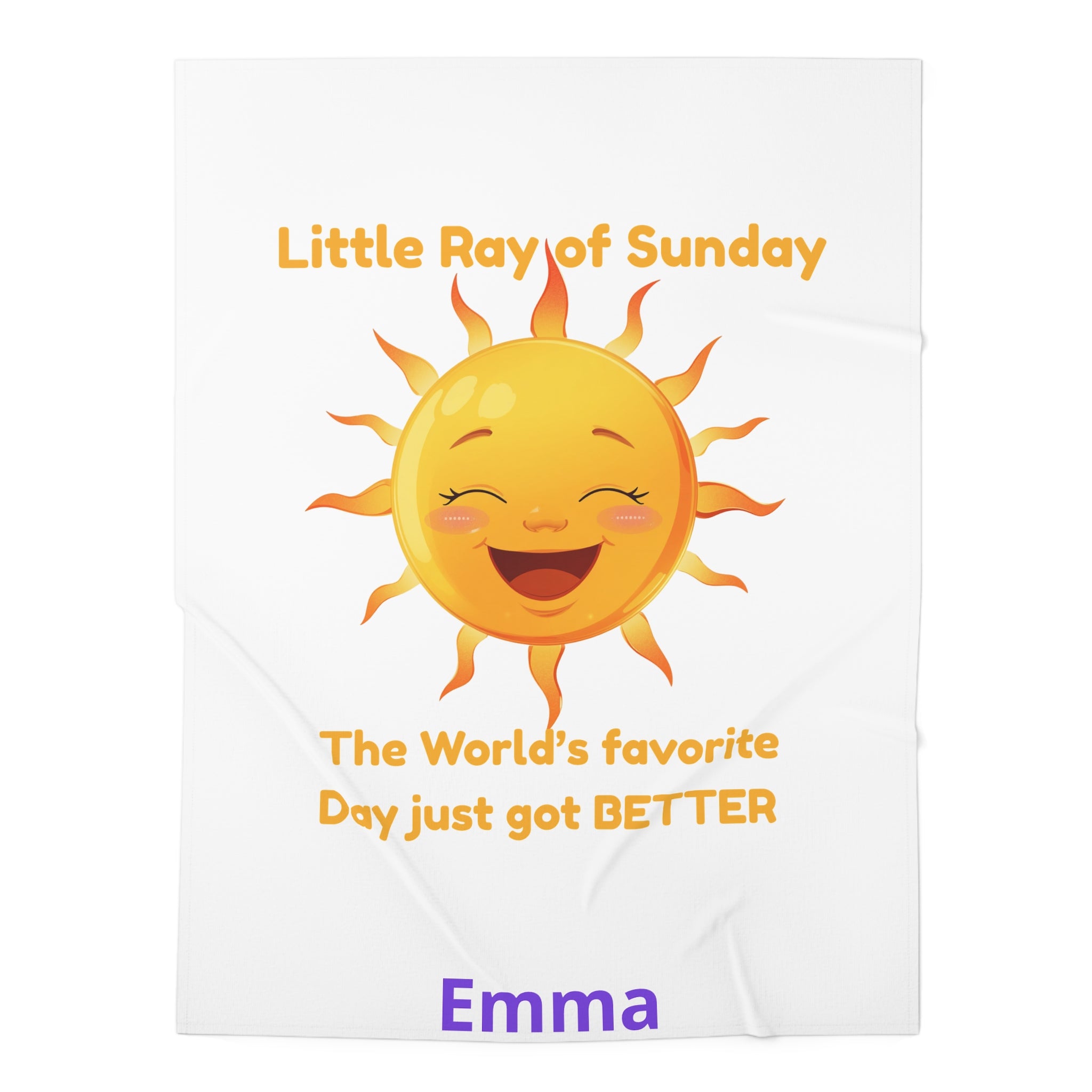 Personalized Baby Swaddle Blanket - Born on Sunday - Little Ray of Sunday