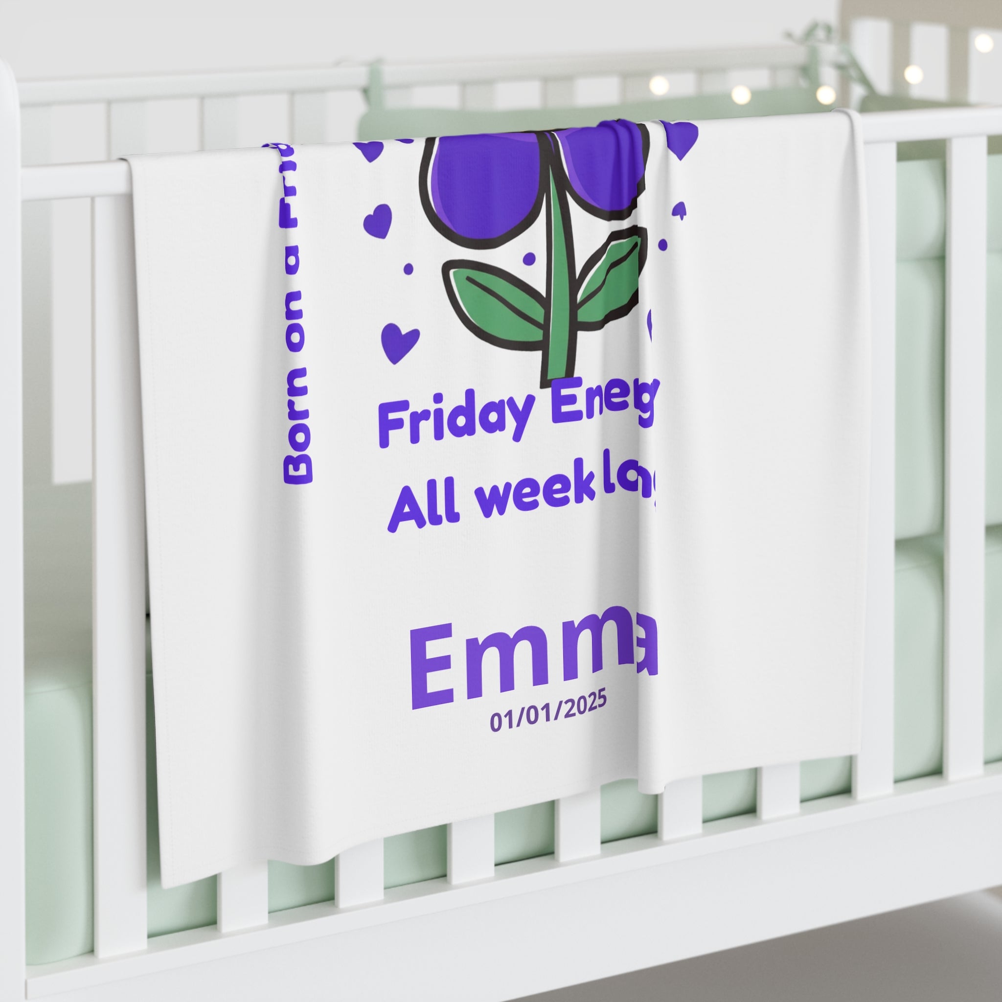 Personalized Baby Swaddle Blanket - Born on Friday - Little Party Starter