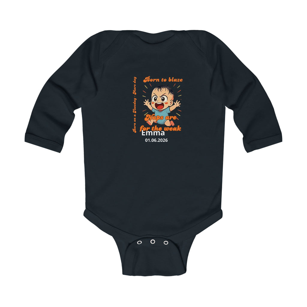 Personalized Baby Pajama - Born on Tuesday - Born to Blaze