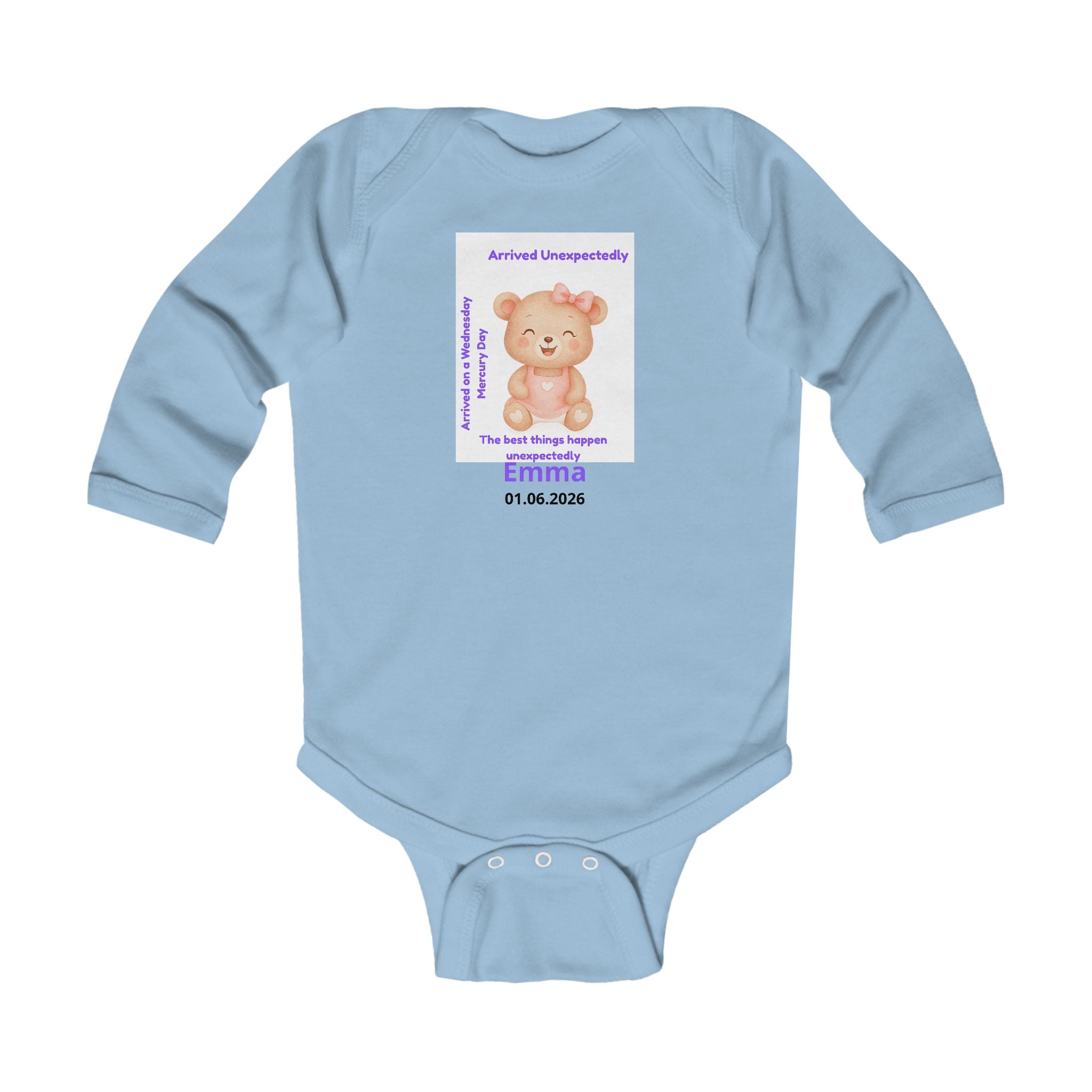 Personalized Baby Pajama - Born on Wednesday - Arrived Unexpectedly