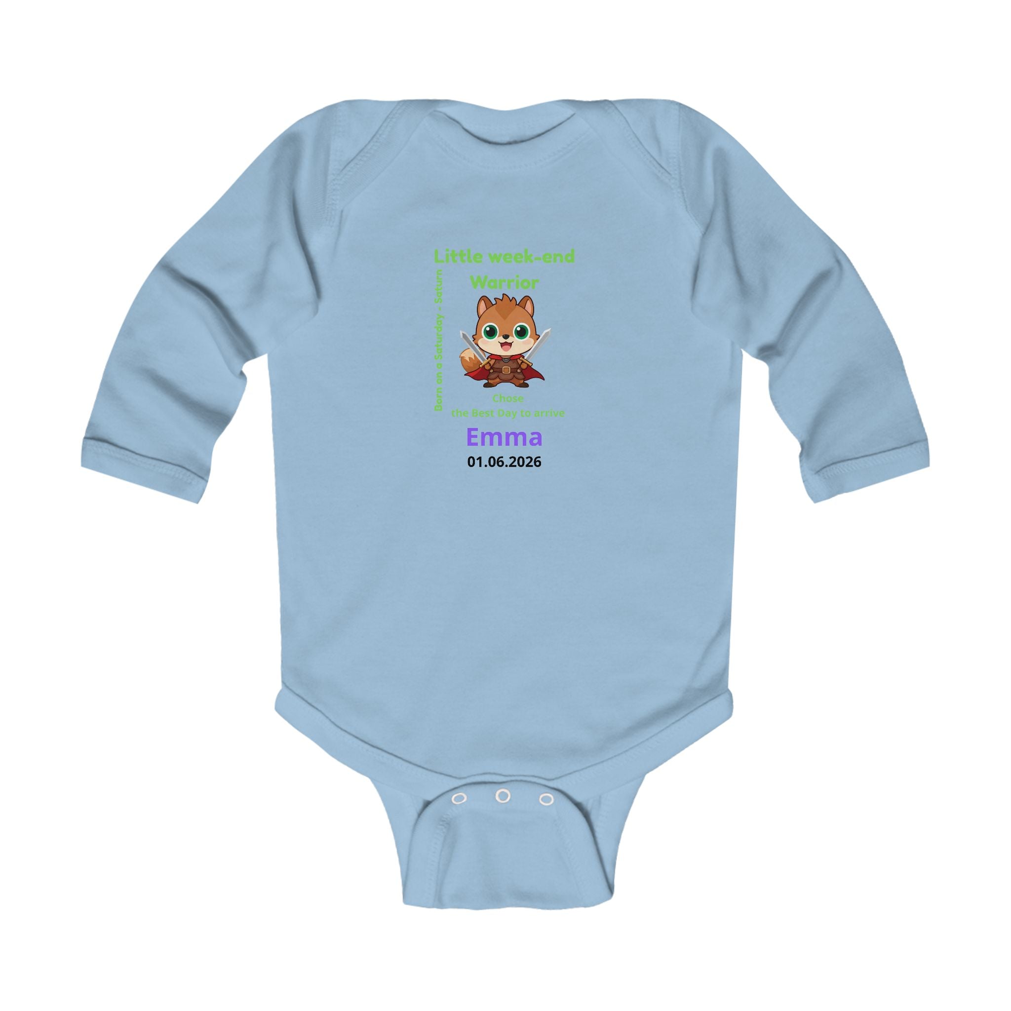 Personalized Baby Pajama - Born on Saturday - Little Warrior