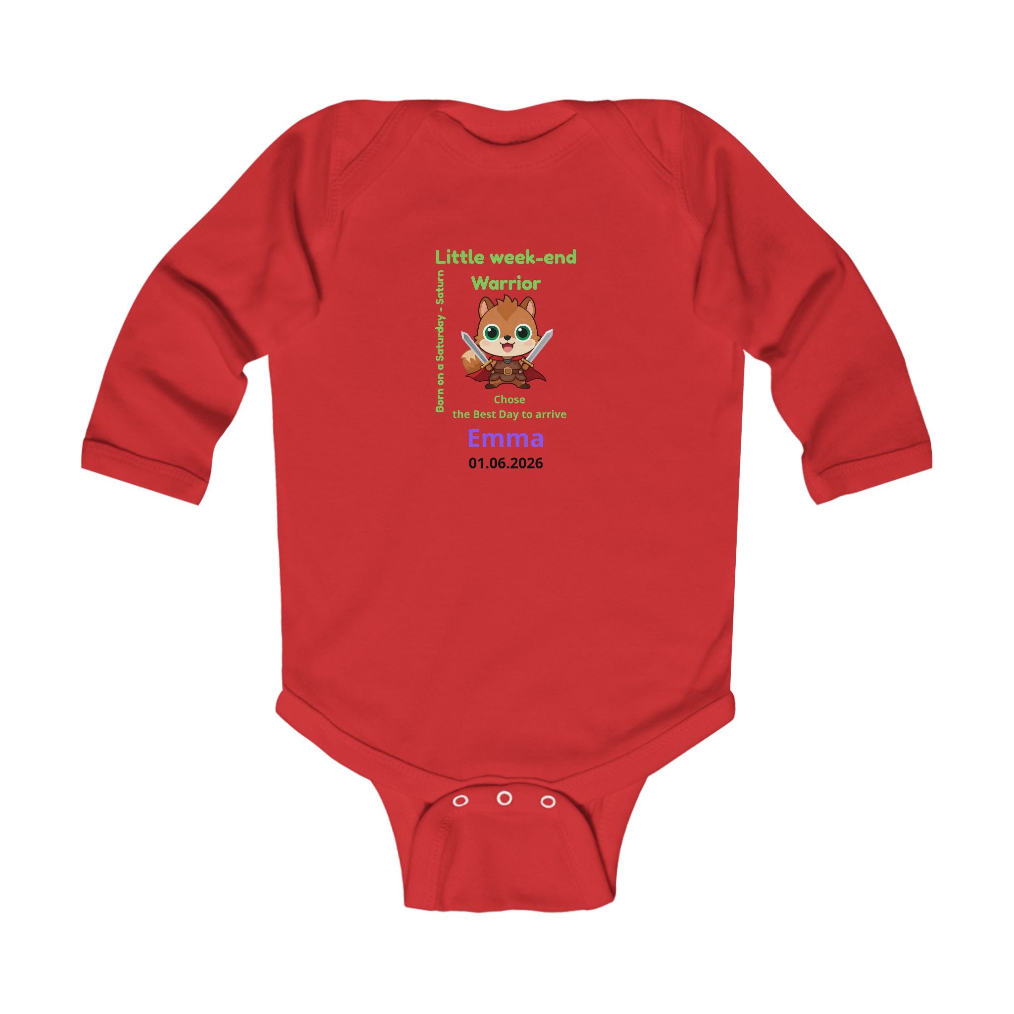 Personalized Baby Pajama - Born on Saturday - Little Warrior