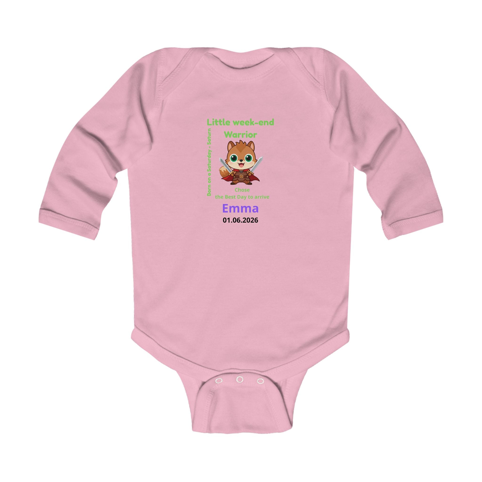 Personalized Baby Pajama - Born on Saturday - Little Warrior