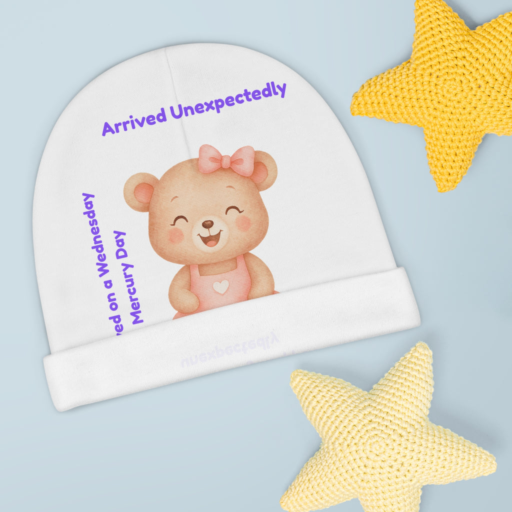 Personalized Baby Beanie - Born on Wednesday - Unexpectedly