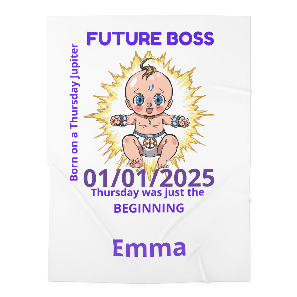 Personalized Baby Swaddle Blanket - Born on Thursday - Future Boss