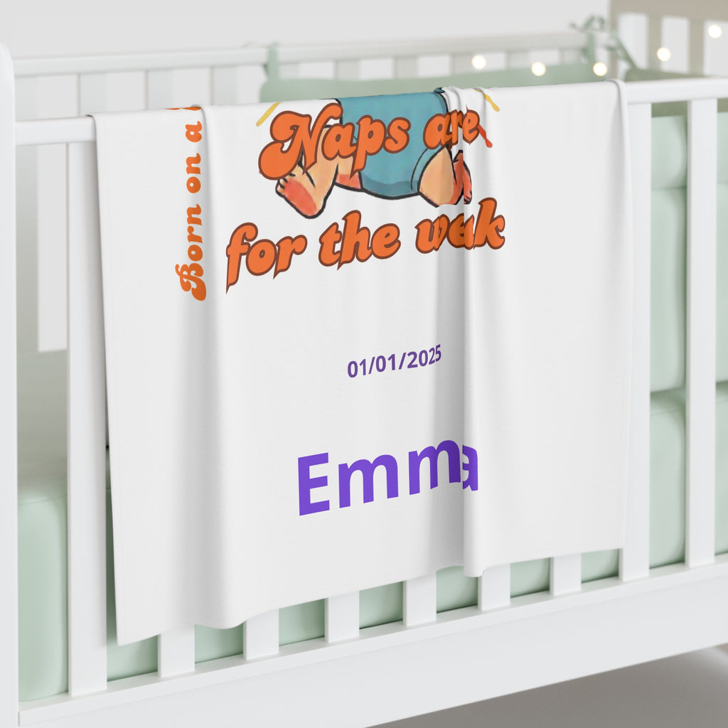 Personalized Baby Swaddle Blanket - Born on Tuesday - Naps Are for the Weak