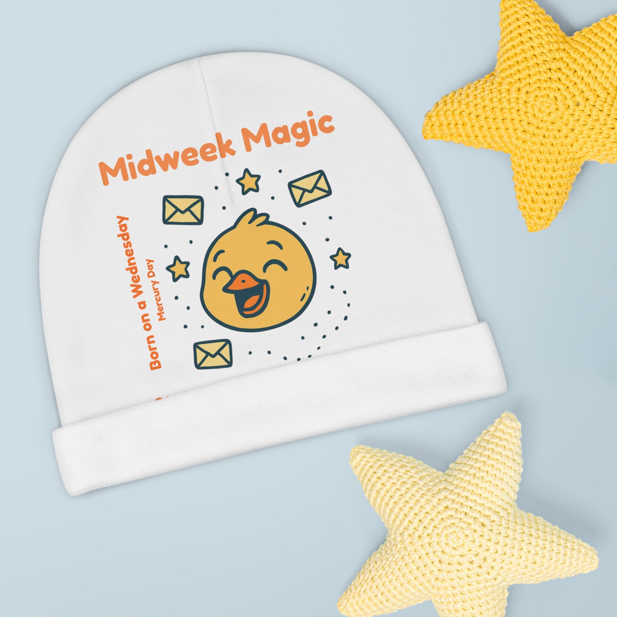 Personalized Baby Beanie - Born on Wednesday - Midweek Magic