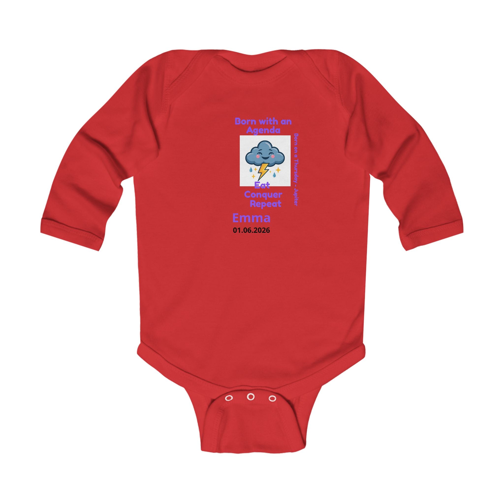 Personalized Baby Pajama - Born on Thursday - Born With an Agenda
