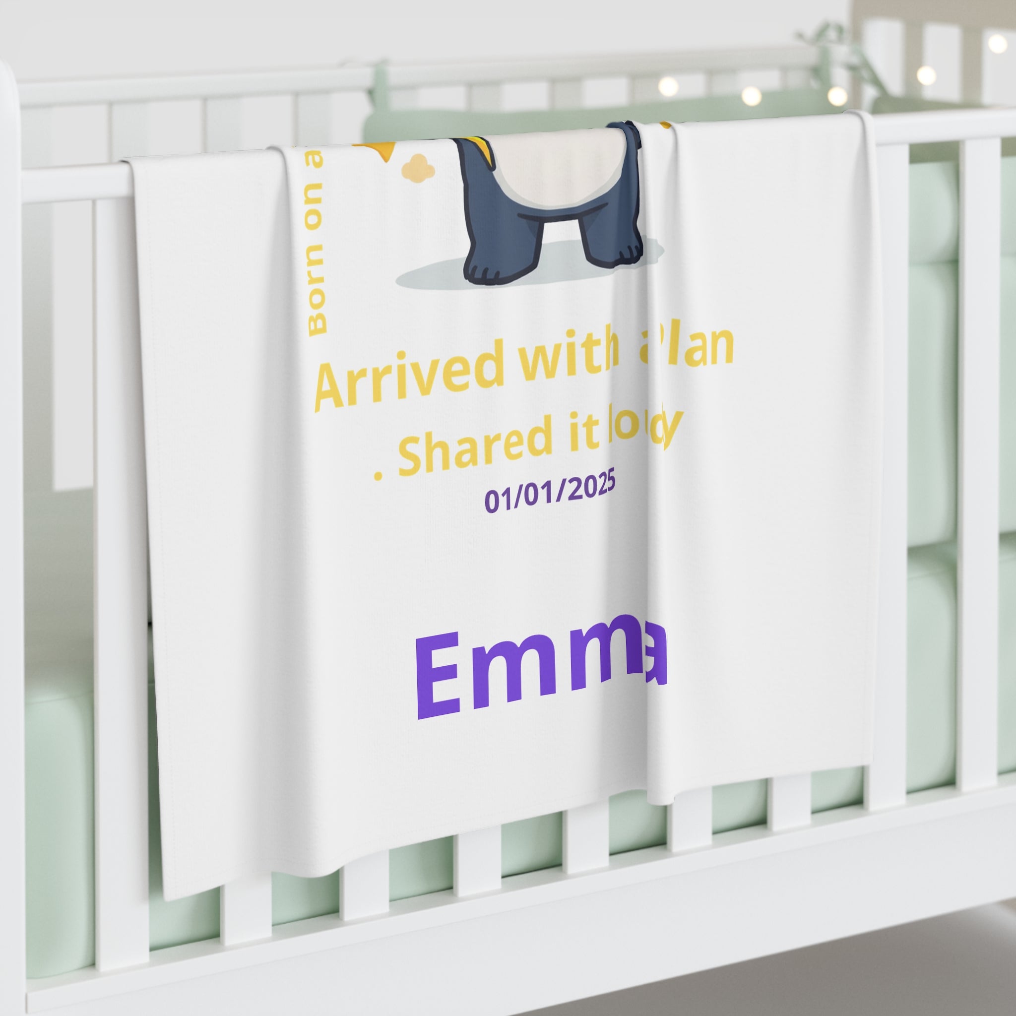 Personalized Baby Swaddle Blanket - Born on Thursday - Little Thunder