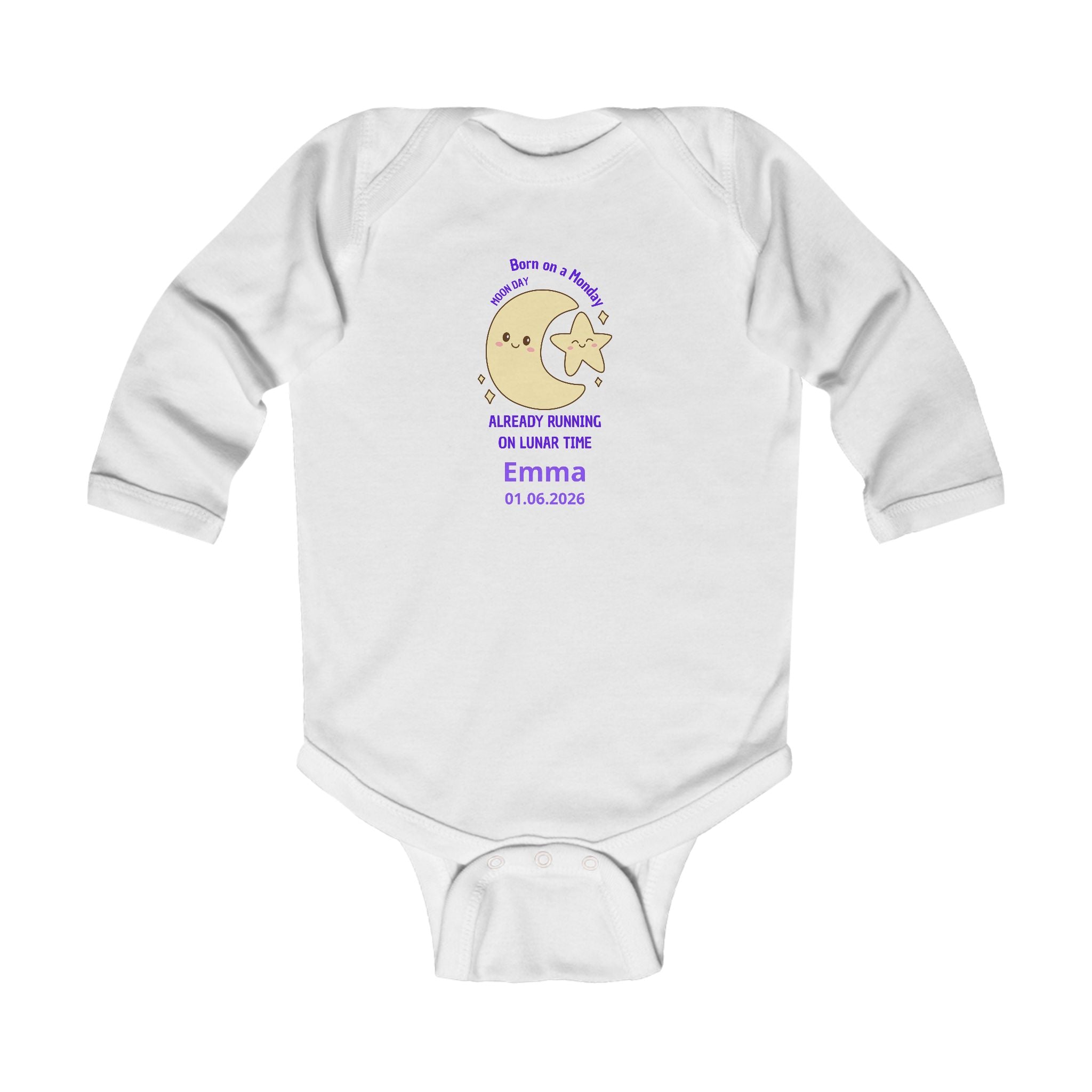 Personalized Baby Pajama - Born on Monday - Running on Lunar Time