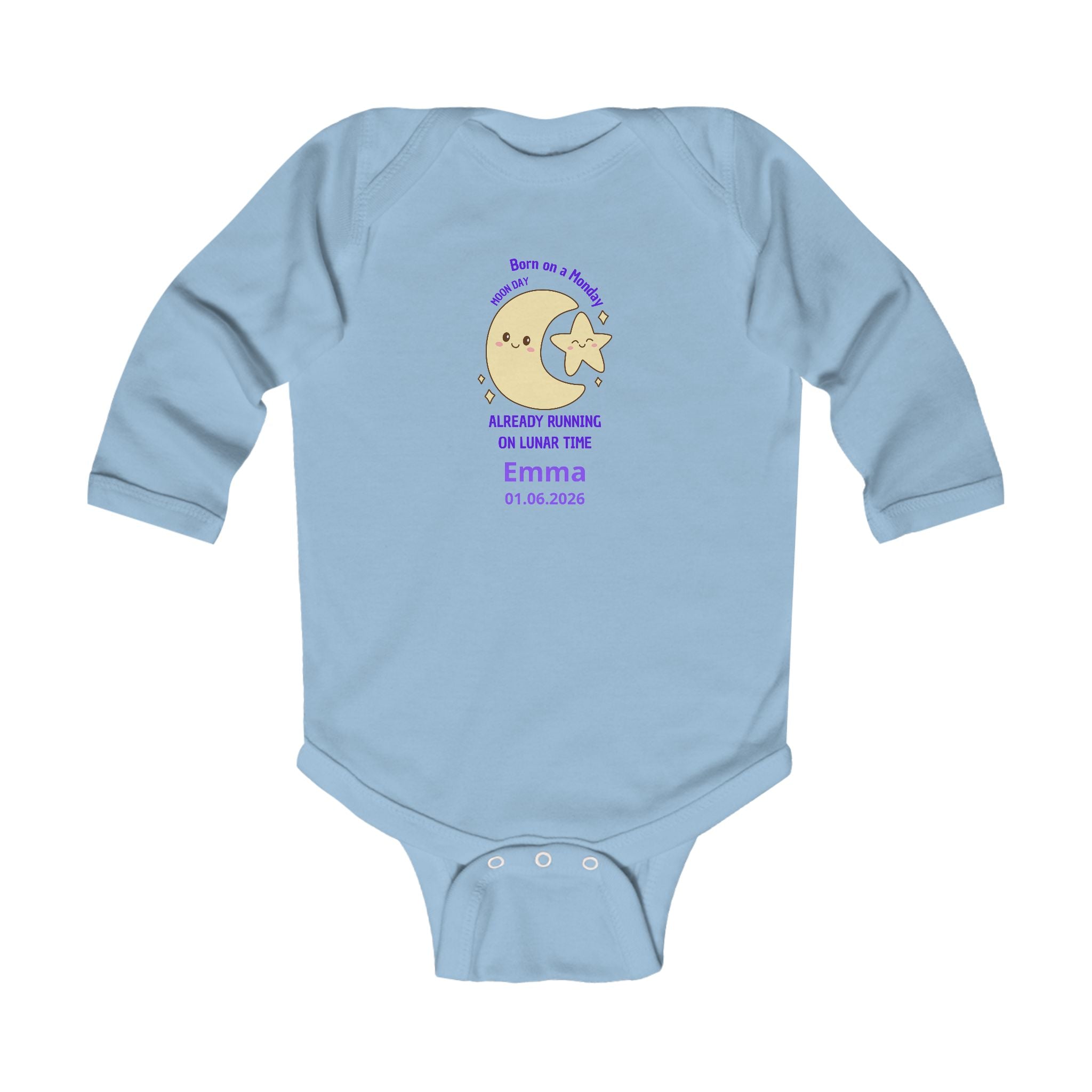 Personalized Baby Pajama - Born on Monday - Running on Lunar Time