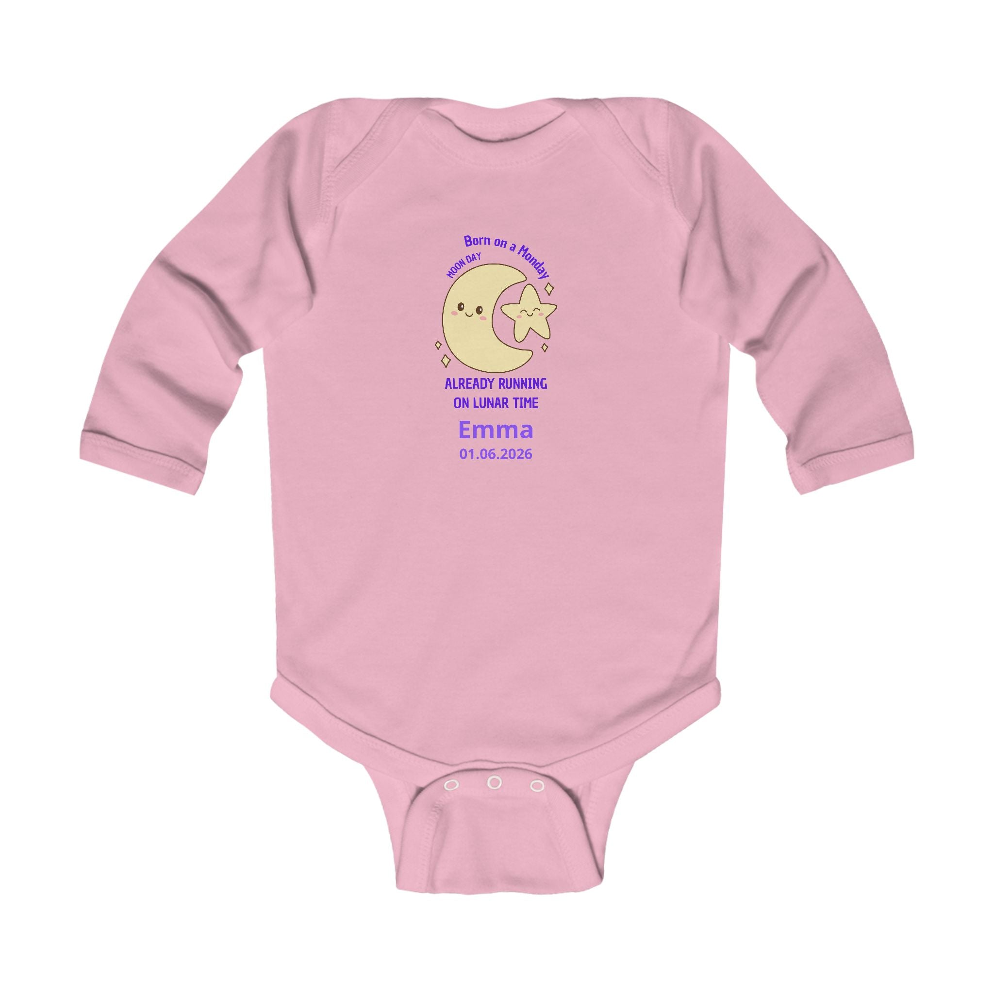 Personalized Baby Pajama - Born on Monday - Running on Lunar Time