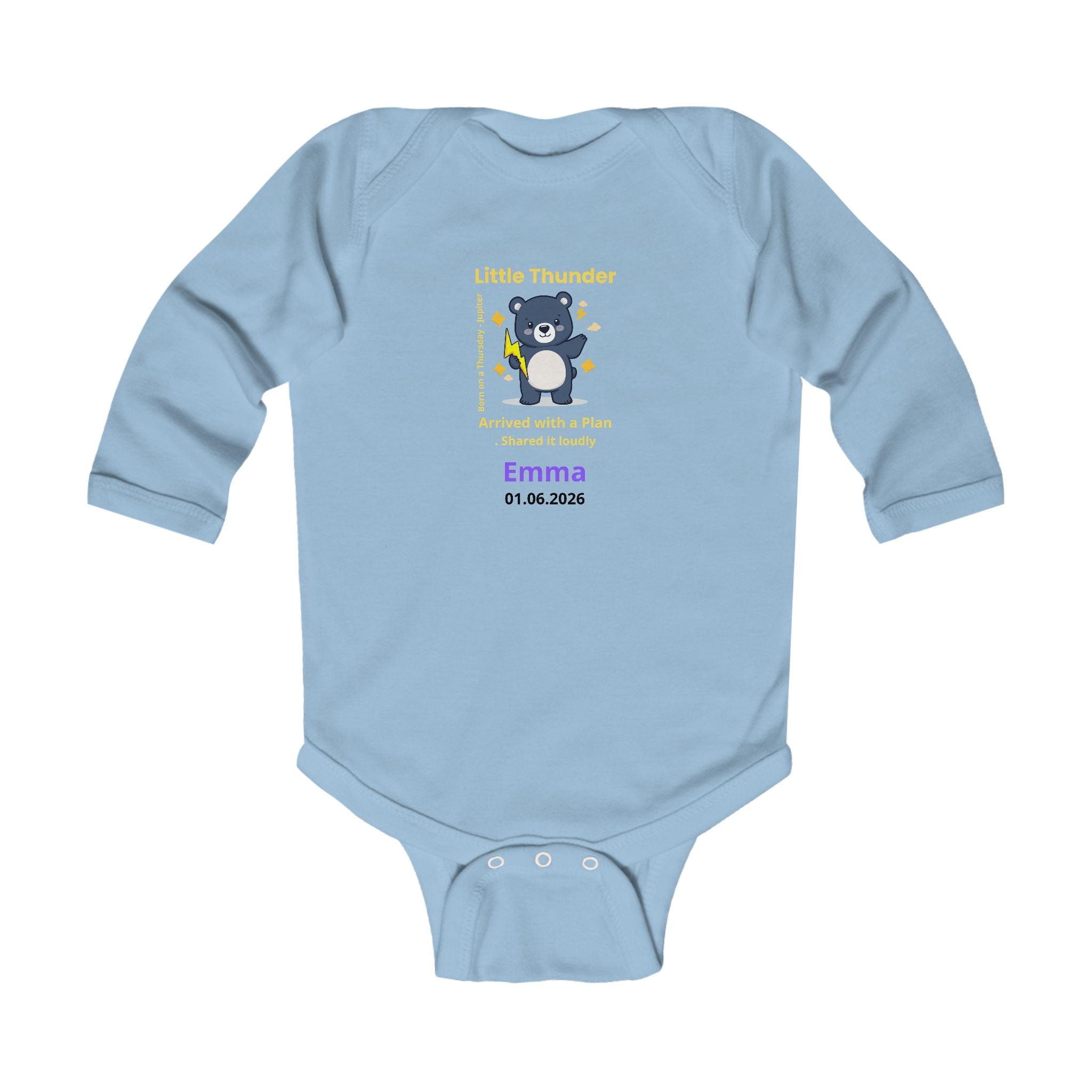 Personalized Baby Pajama - Born on Thursday - Little Thunder