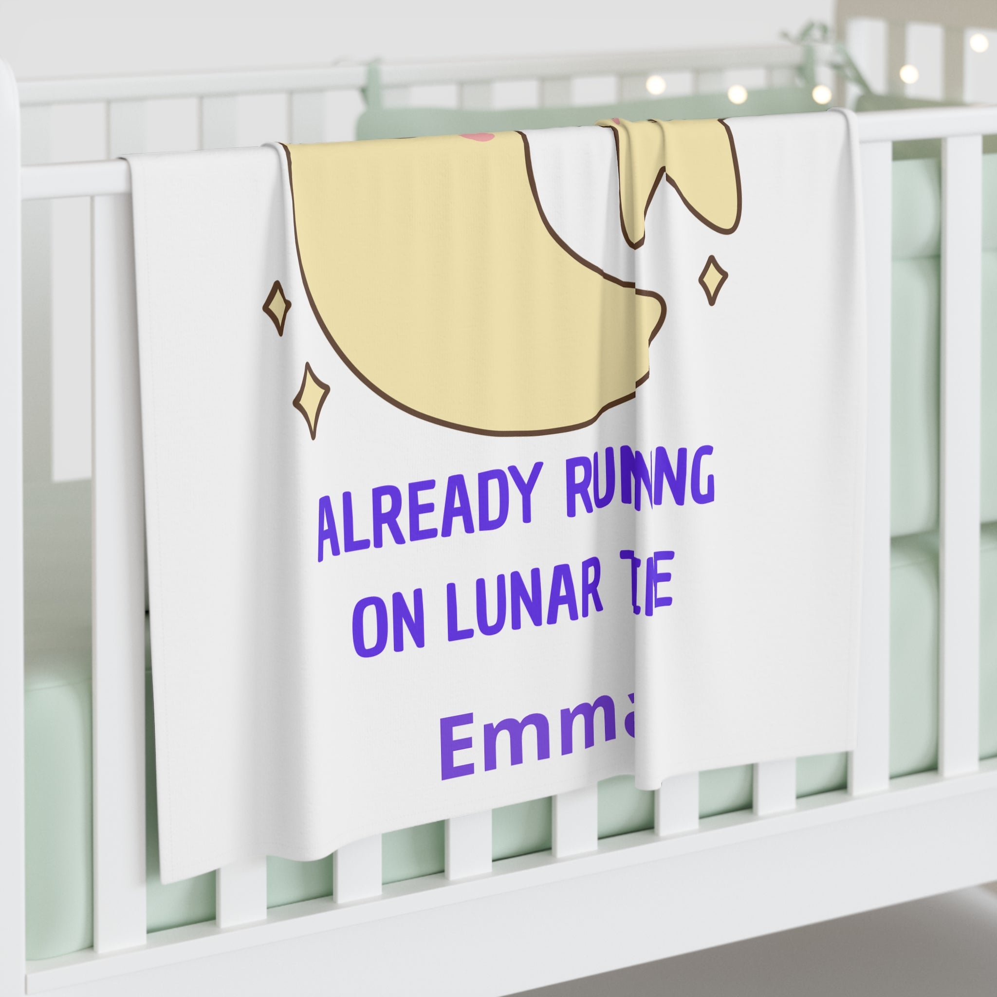 Personalized Baby Swaddle Blanket - Born on Monday - Already Running on Lunar Time