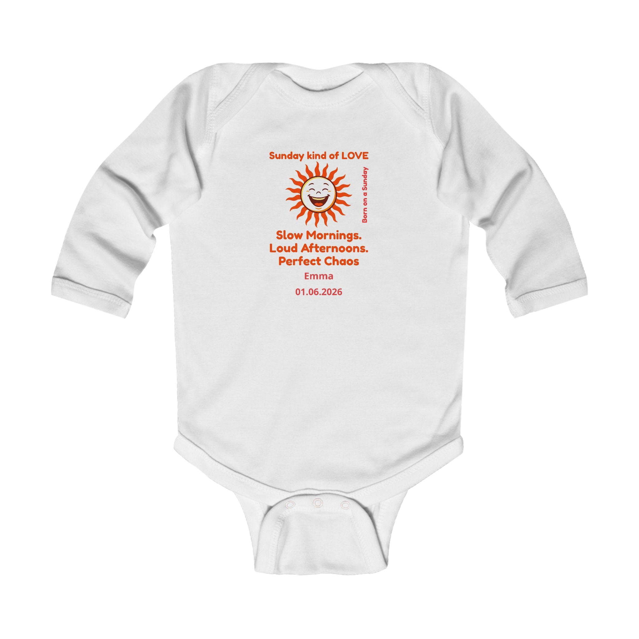 Personalized Baby Pajama - Born on Sunday - Perfect Little Chaos