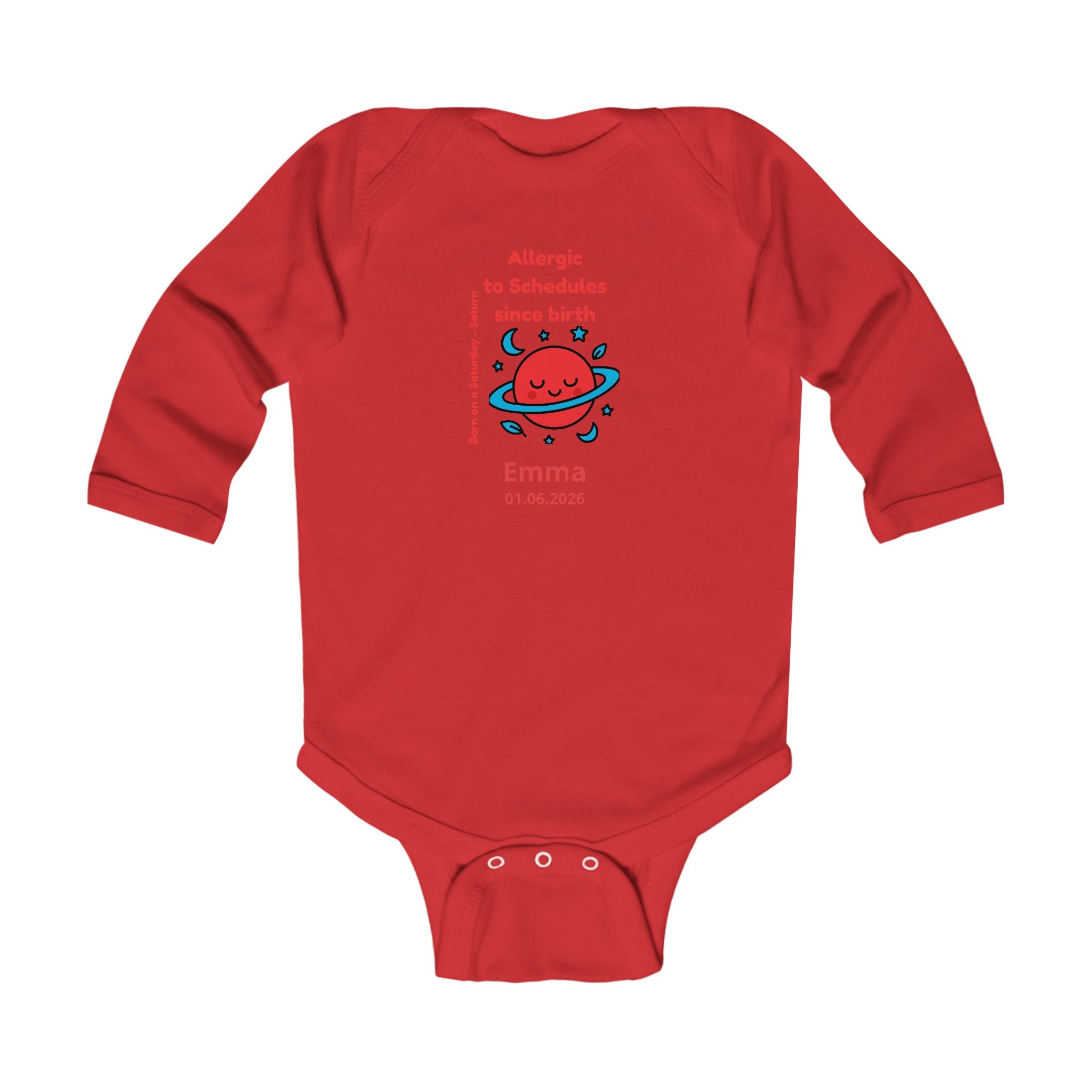 Personalized Baby Pajama - Born on Saturday - Allergic to Schedules