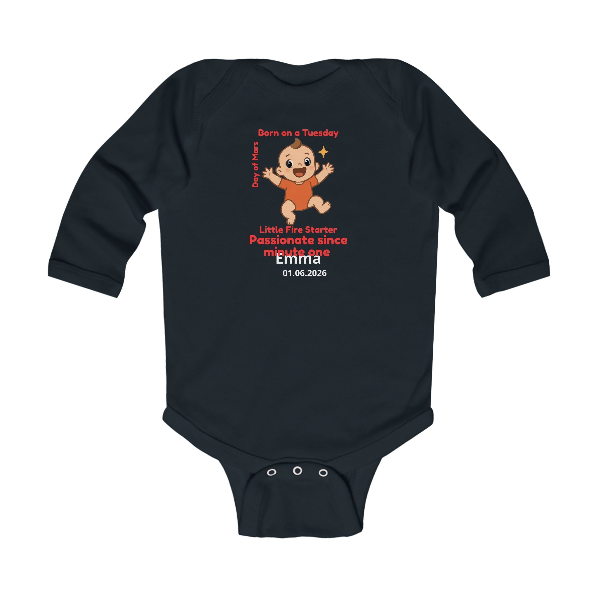 Personalized Baby Pajama - Born on Tuesday - Passionate Since Minute One