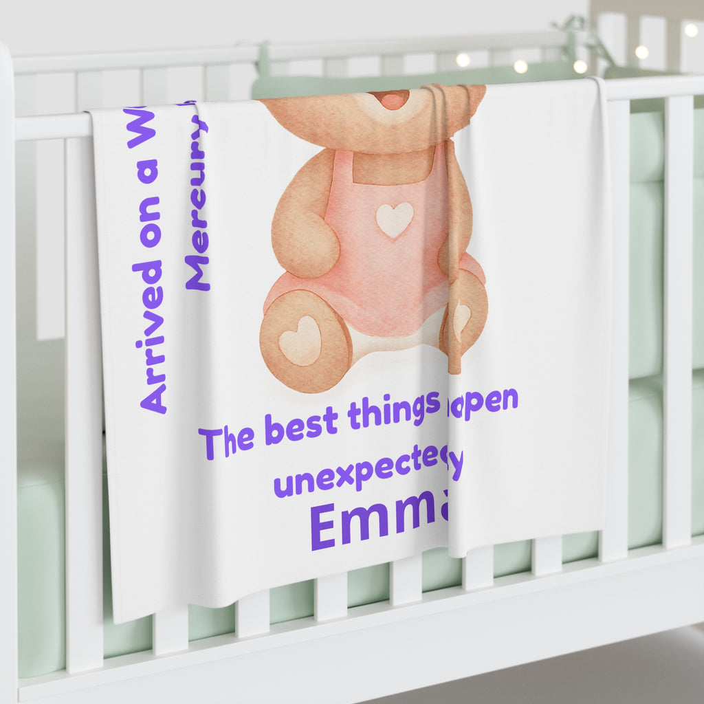 Personalized Baby Swaddle Blanket - Born on Wednesday - Midweek Magic