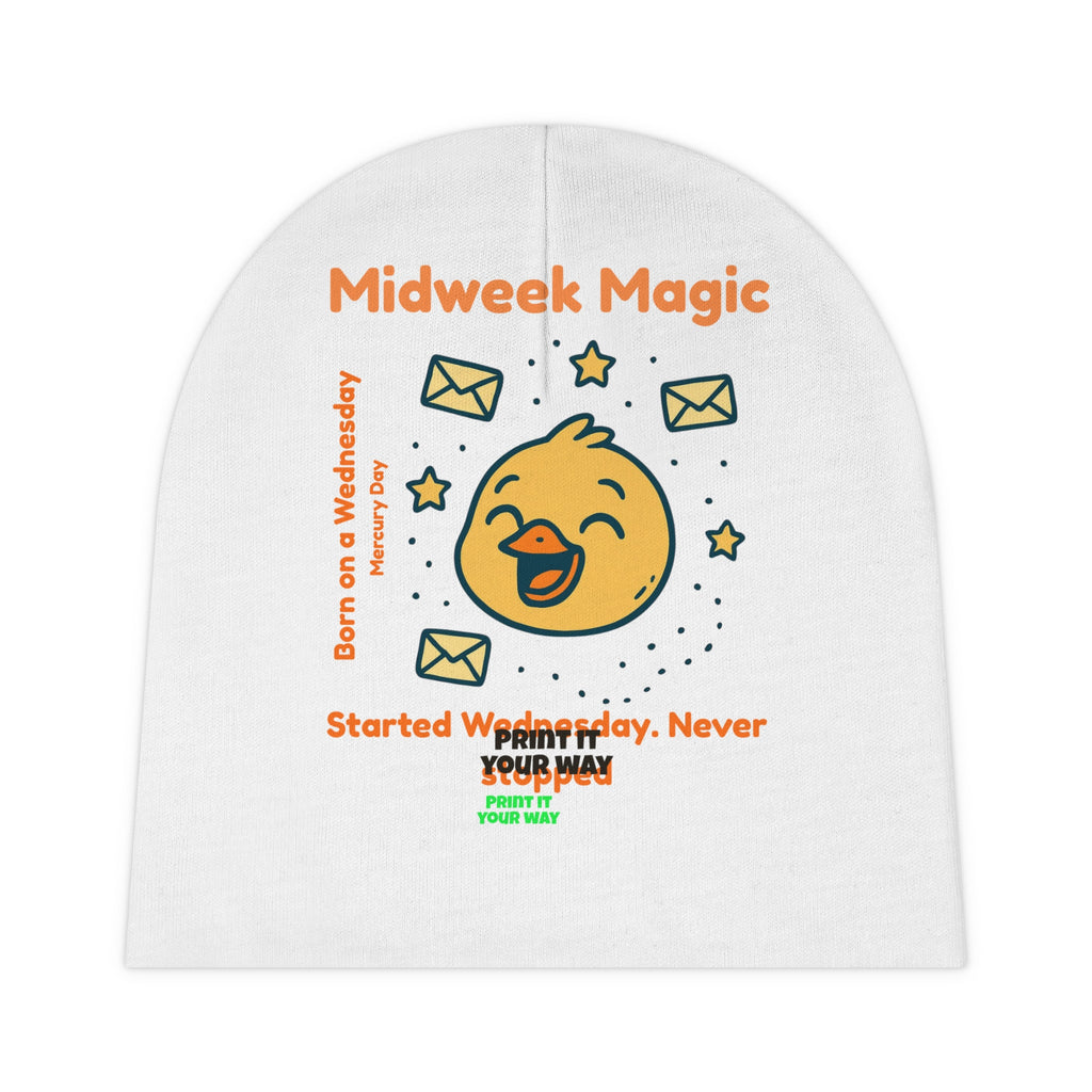 Personalized Baby Beanie - Born on Wednesday - Midweek Magic