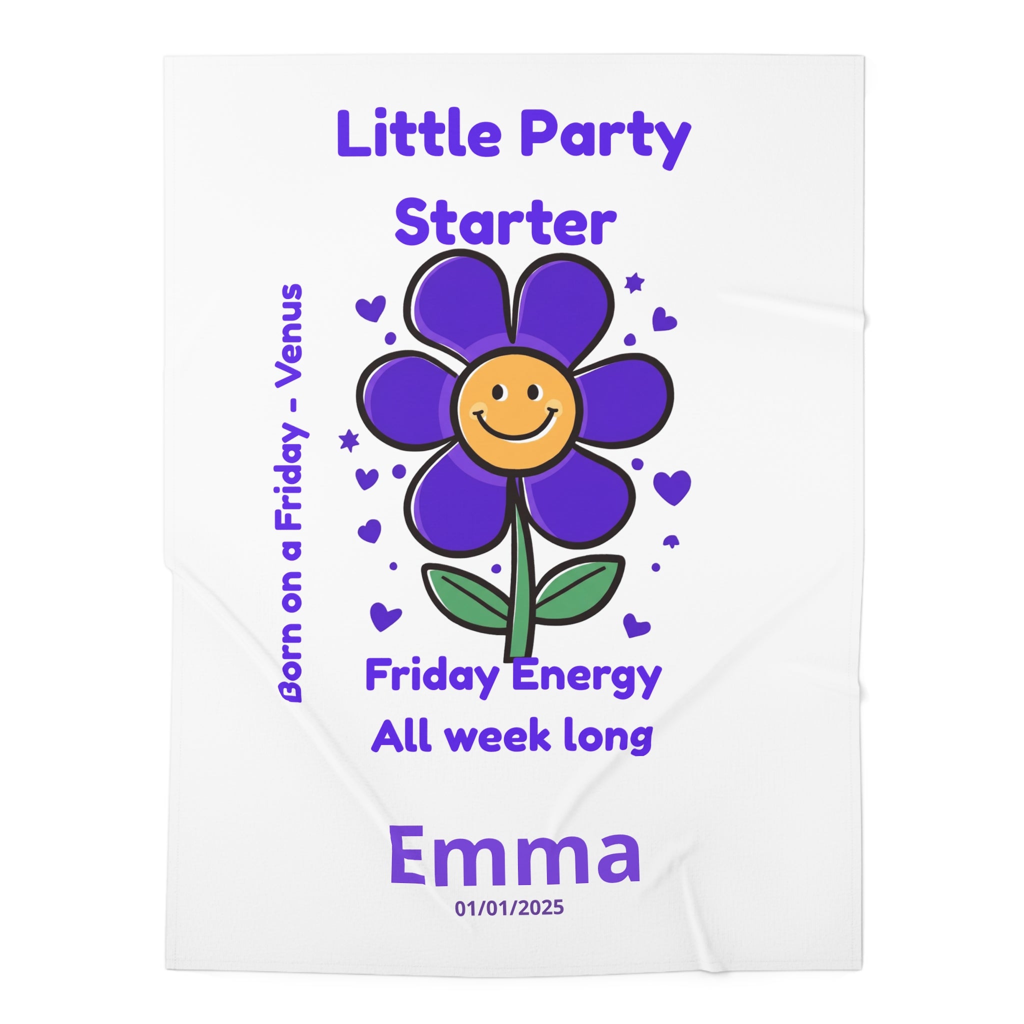 Personalized Baby Swaddle Blanket - Born on Friday - Little Party Starter