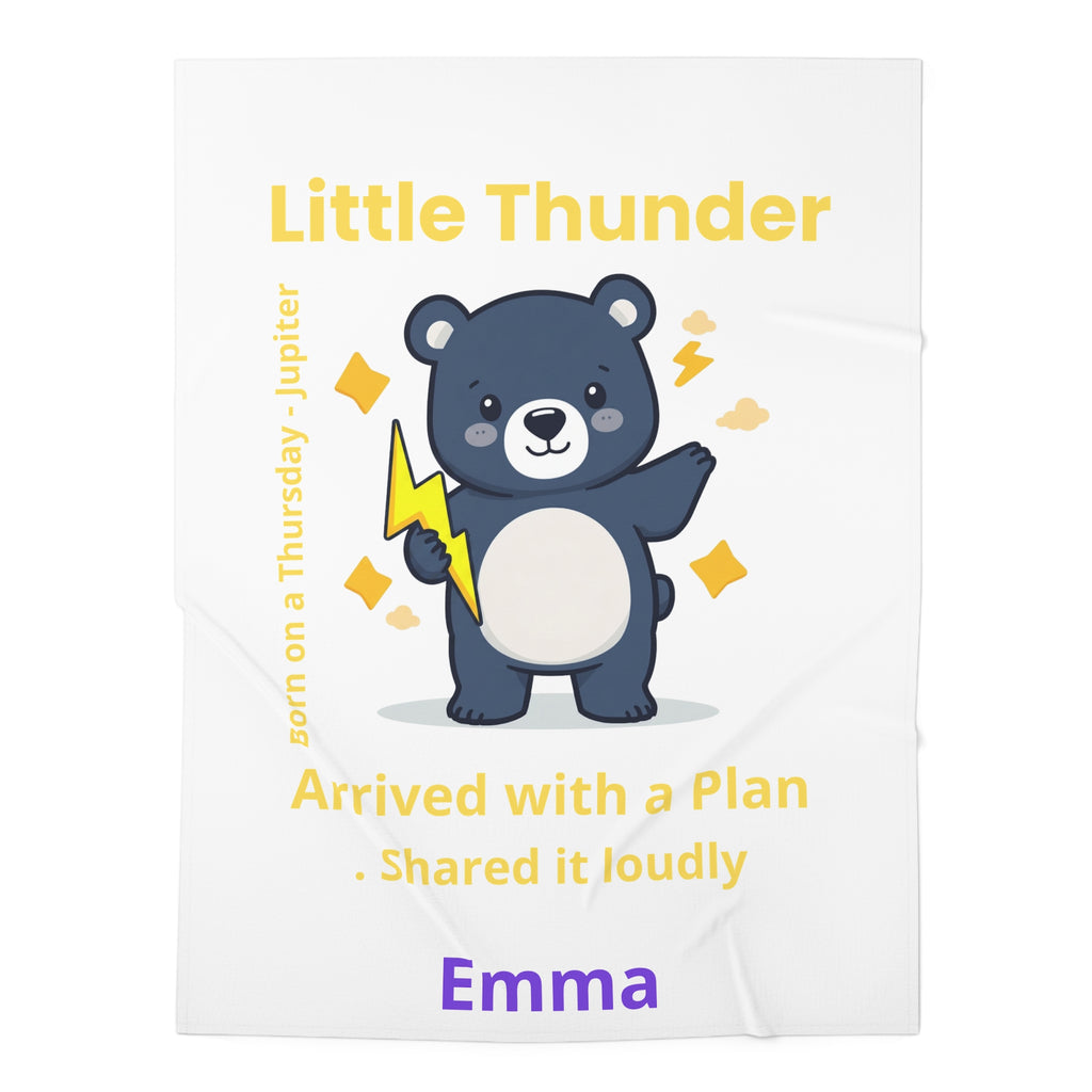Personalized Baby Swaddle Blanket - Born on Thursday - Little Thunder