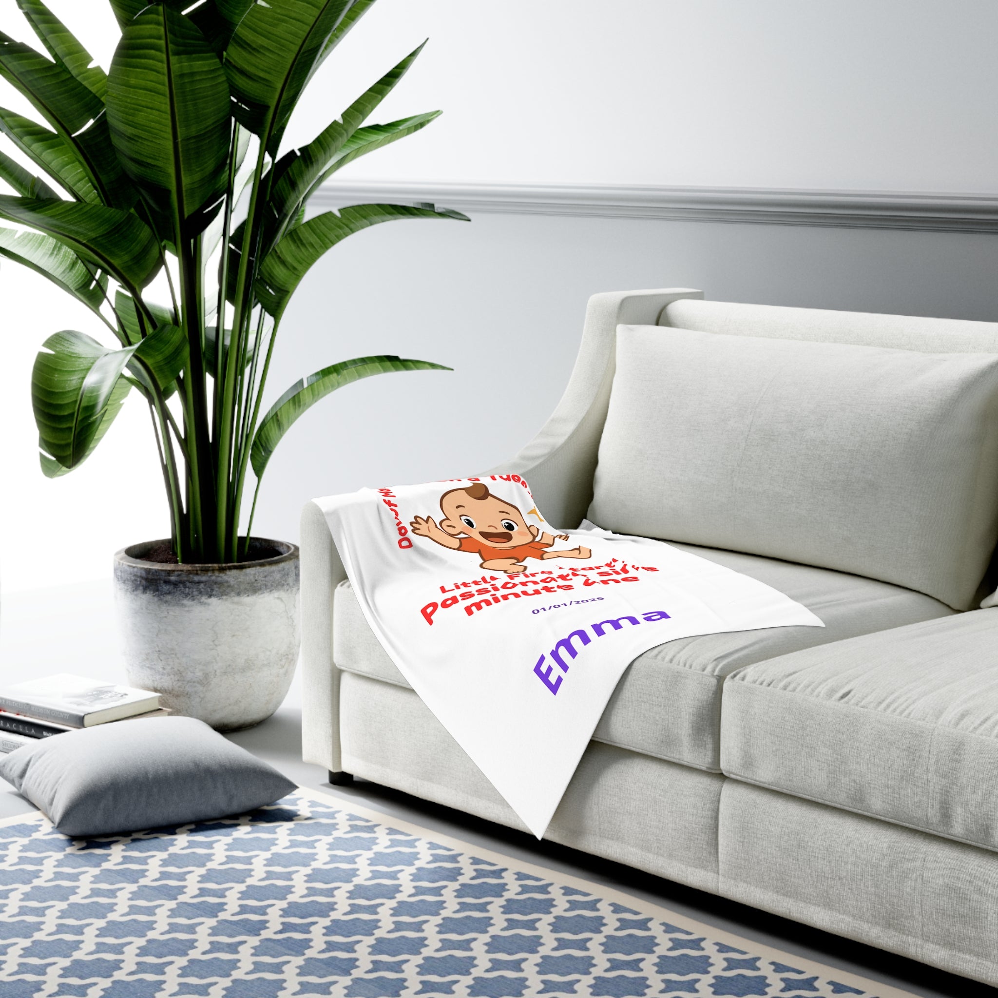 Personalized Baby Swaddle Blanket - Born on Tuesday - Little Fire Starter