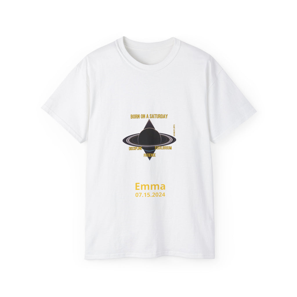 Personalized Saturday T-Shirt - Born on a Saturday, Discipline and Patience