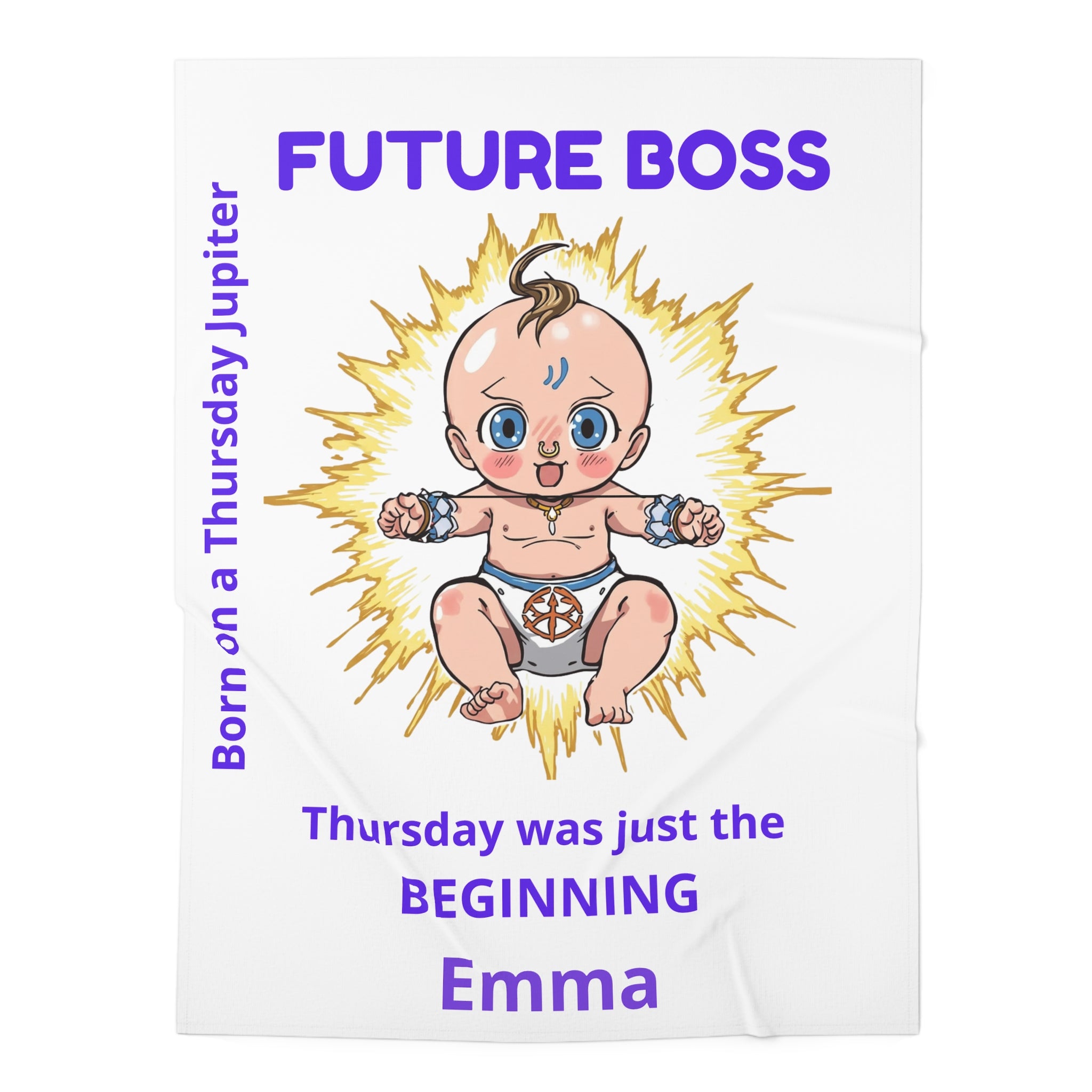 Personalized Baby Swaddle Blanket - Born on Thursday - Future Boss