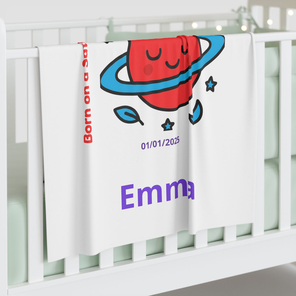 Personalized Baby Swaddle Blanket - Born on Saturday - Allergic to Schedules