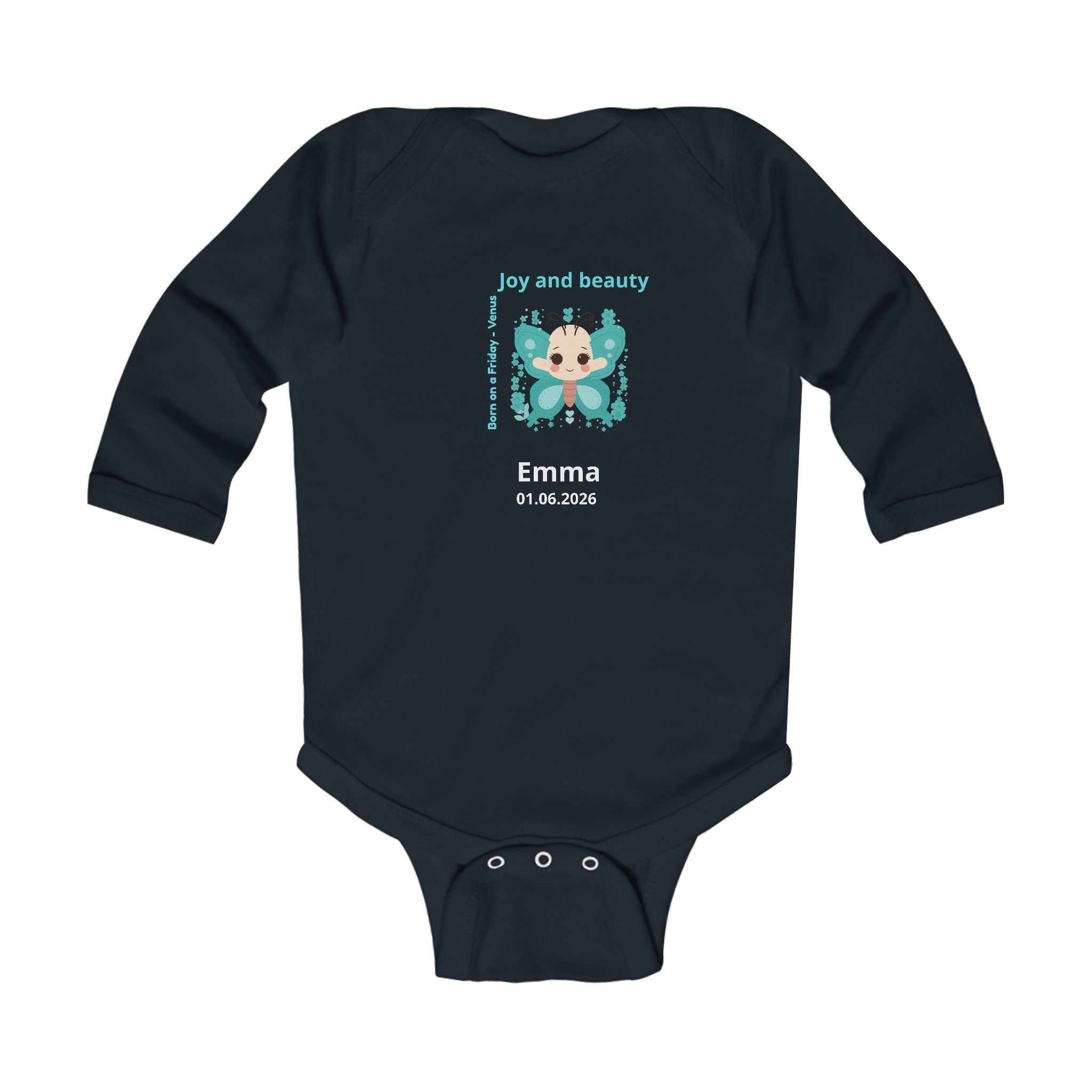 Personalized Baby Pajama - Born on Friday - Joy and Beauty
