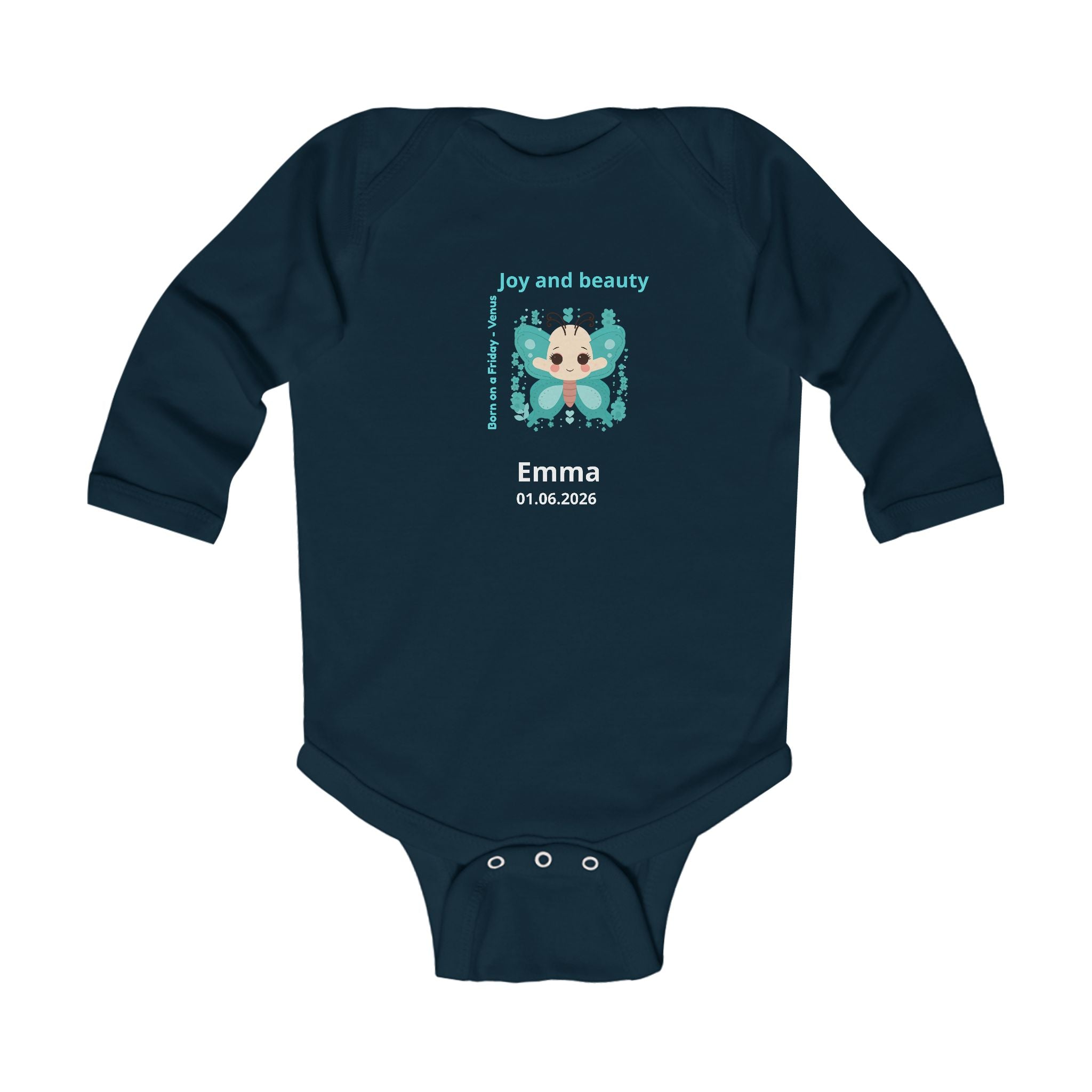 Personalized Baby Pajama - Born on Friday - Joy and Beauty