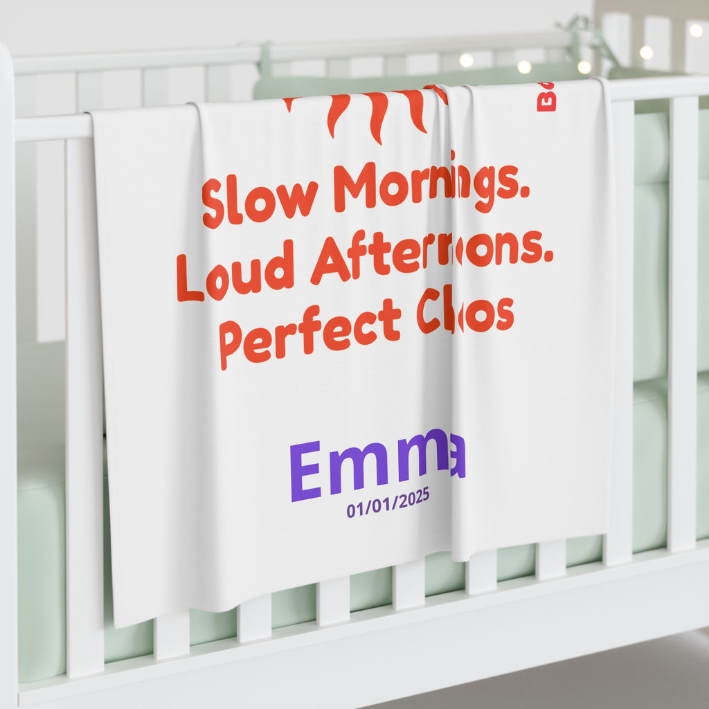 Personalized Baby Swaddle Blanket - Born on Sunday - Perfect Chaos