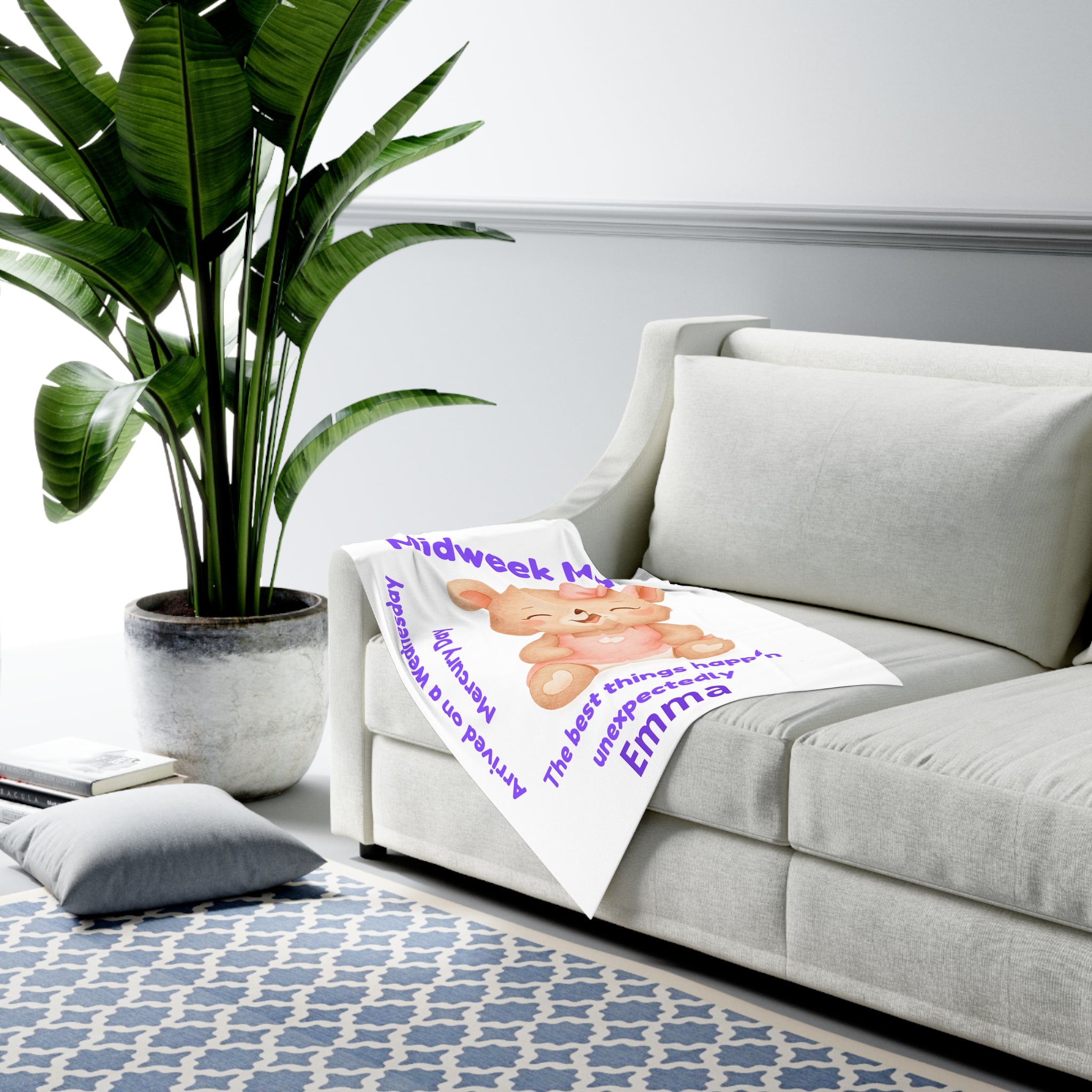 Personalized Baby Swaddle Blanket - Born on Wednesday - Midweek Magic