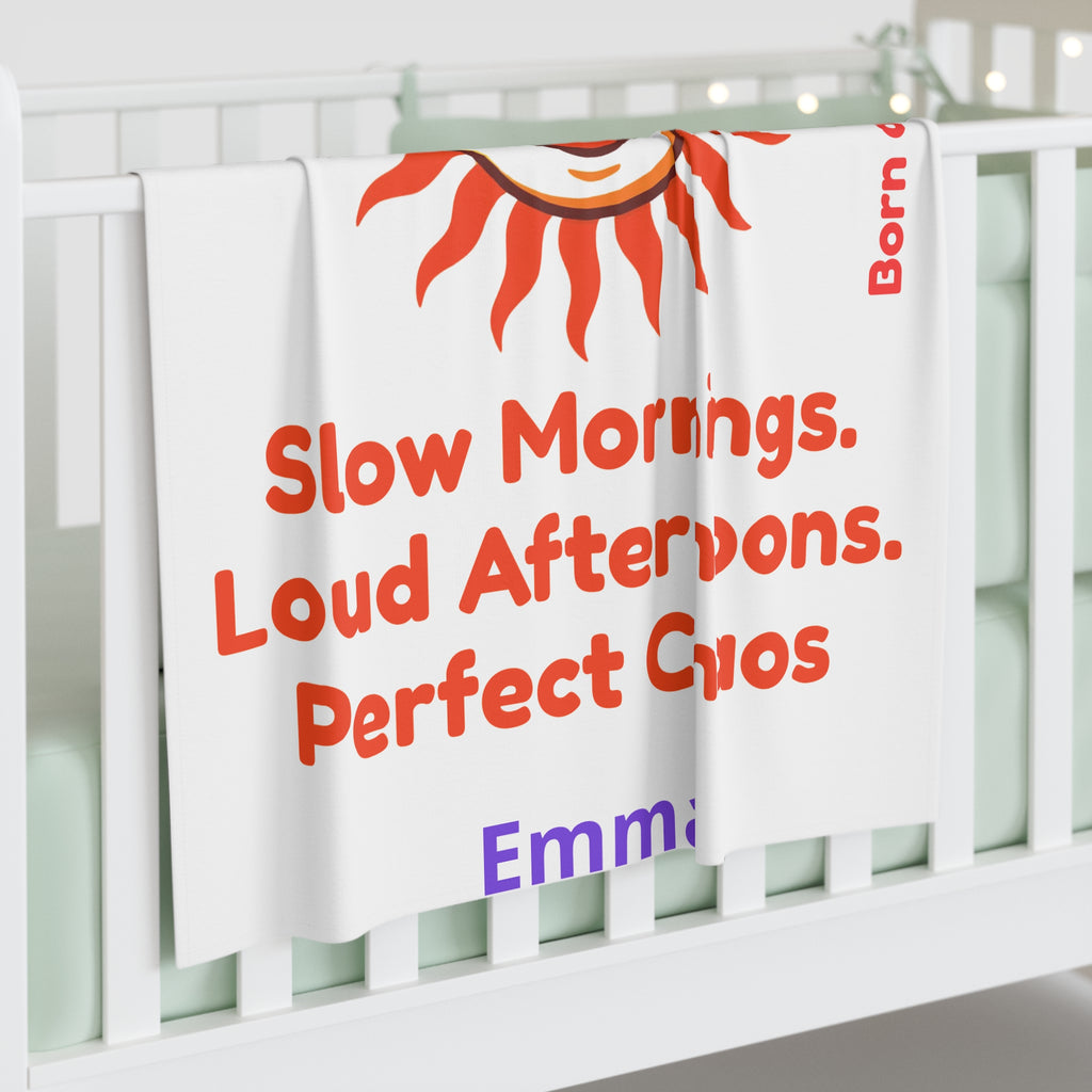 Personalized Baby Swaddle Blanket - Born on Sunday - Perfect Chaos