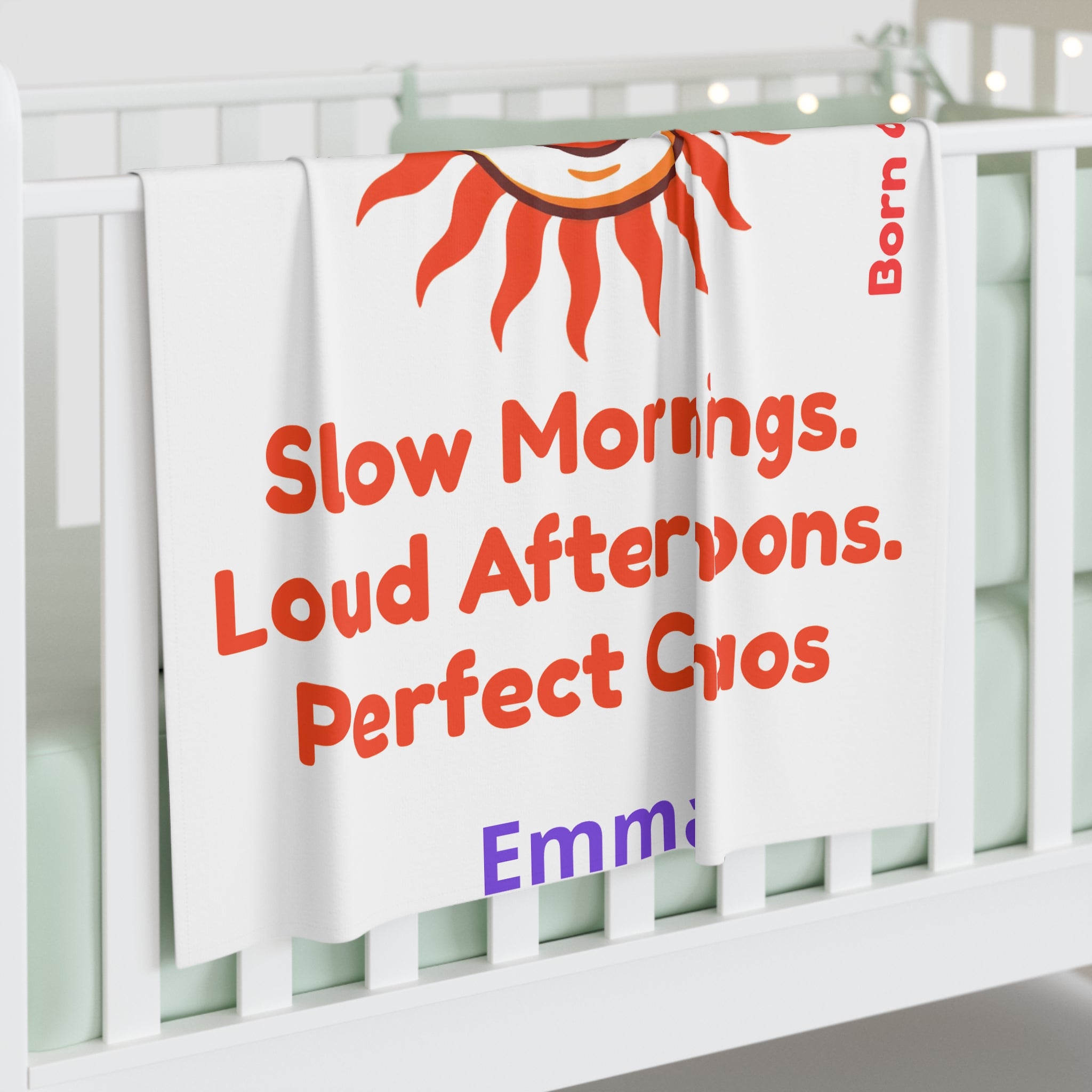 Personalized Baby Swaddle Blanket - Born on Sunday - Perfect Chaos