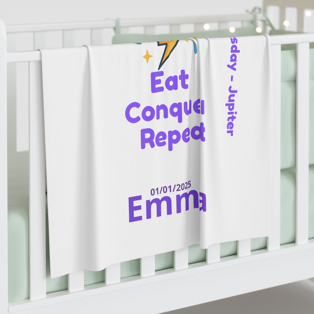 Personalized Baby Swaddle Blanket - Born on Thursday - Born with an Agenda