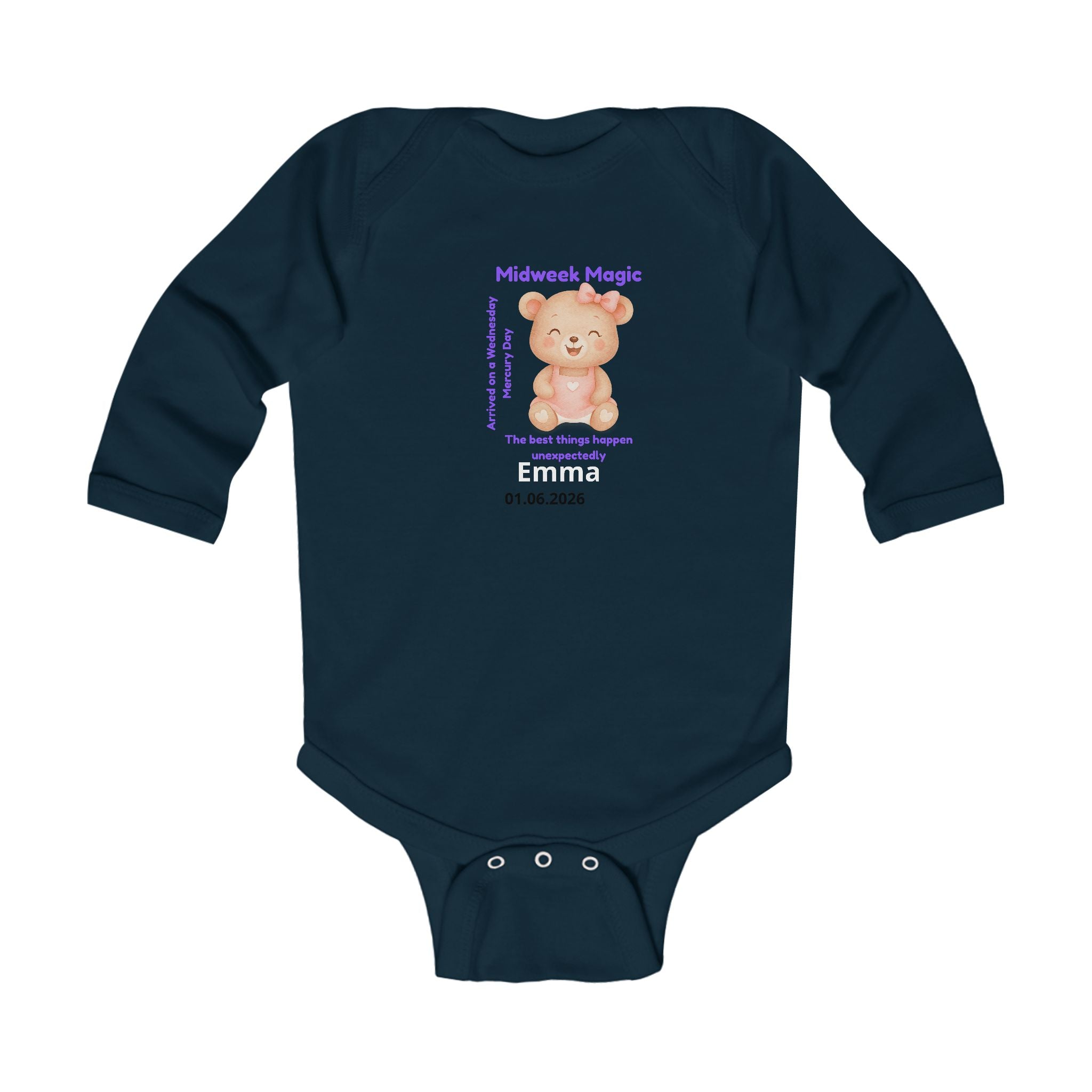 Personalized Baby Pajama - Born on Wednesday - Arrived Unexpectedly